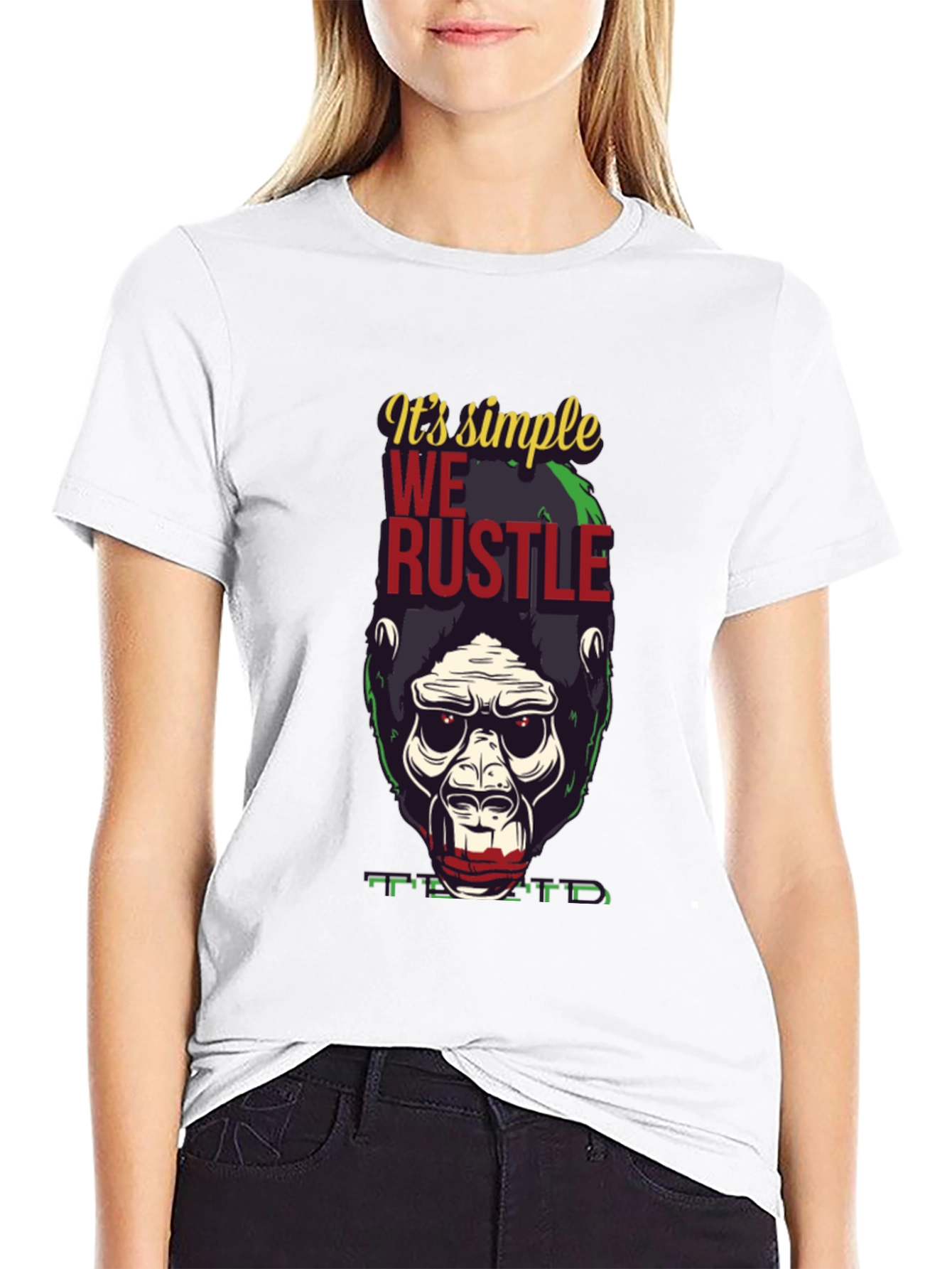 Black It's Simple We Rustle Gorilla T-Shirt view 9
