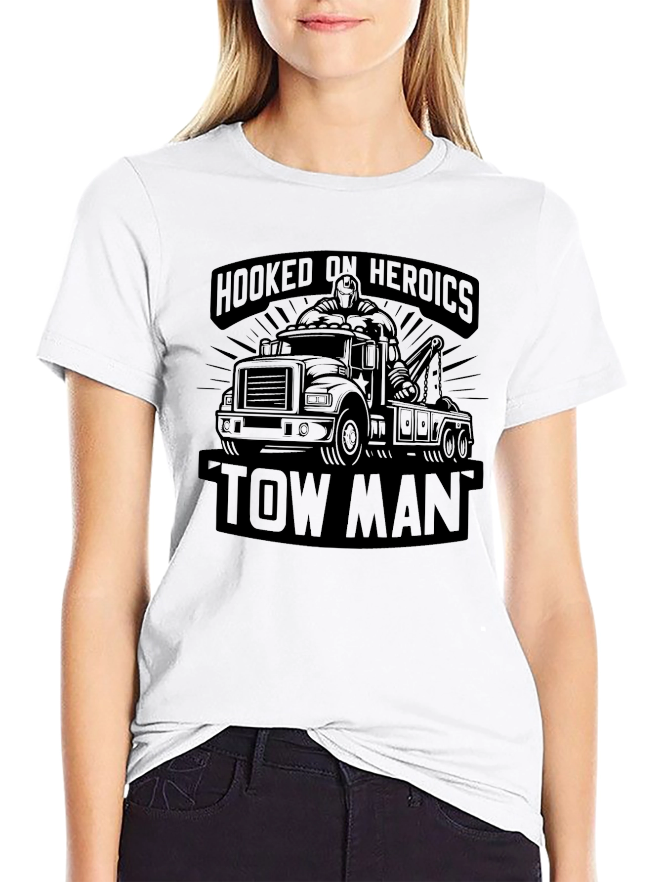 Black Hooked on Heroics Tow Man Black T-Shirt view 9