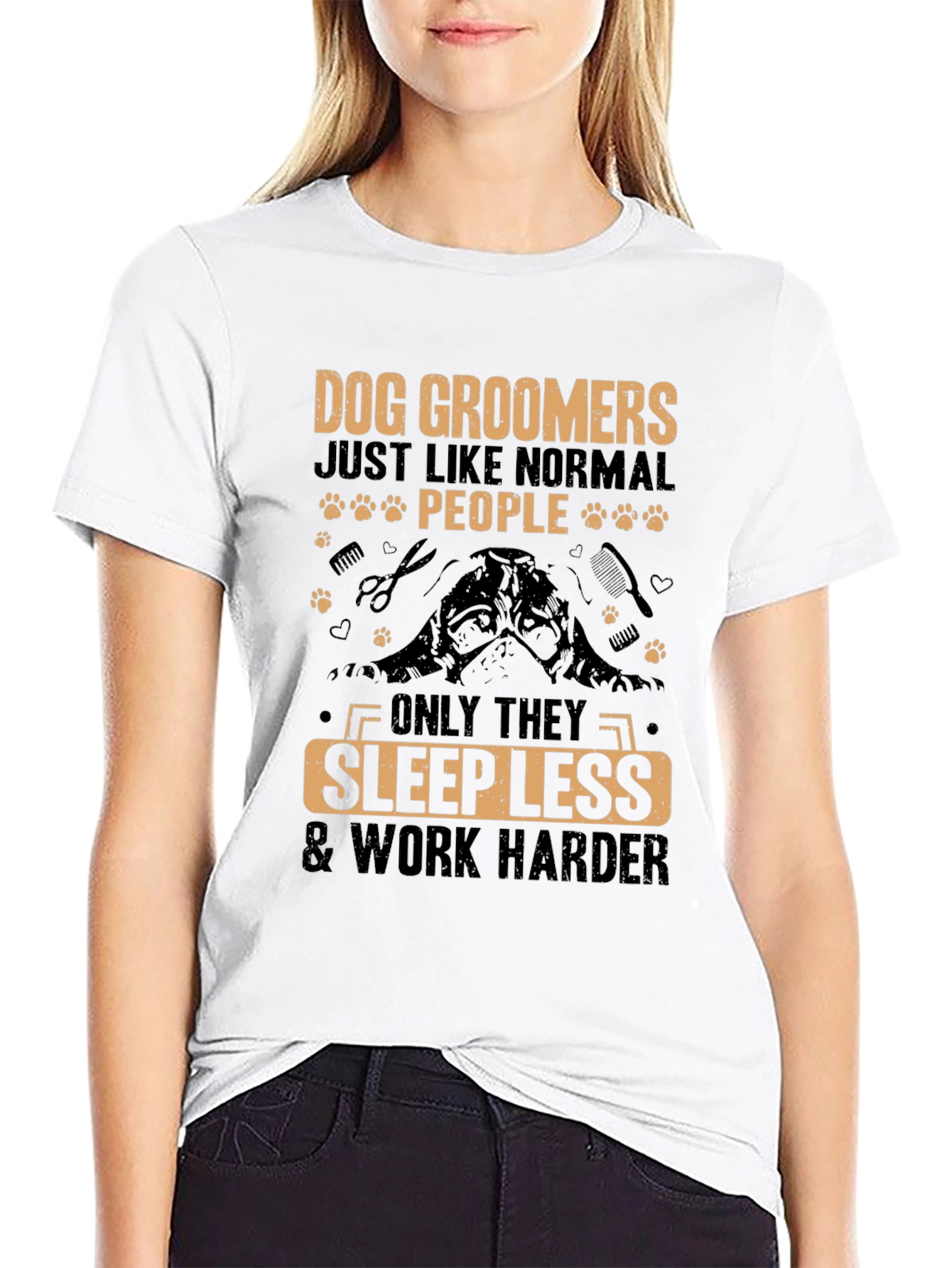 Black Dog Groomer T-Shirt - Sleep Less, Work Harder view 9