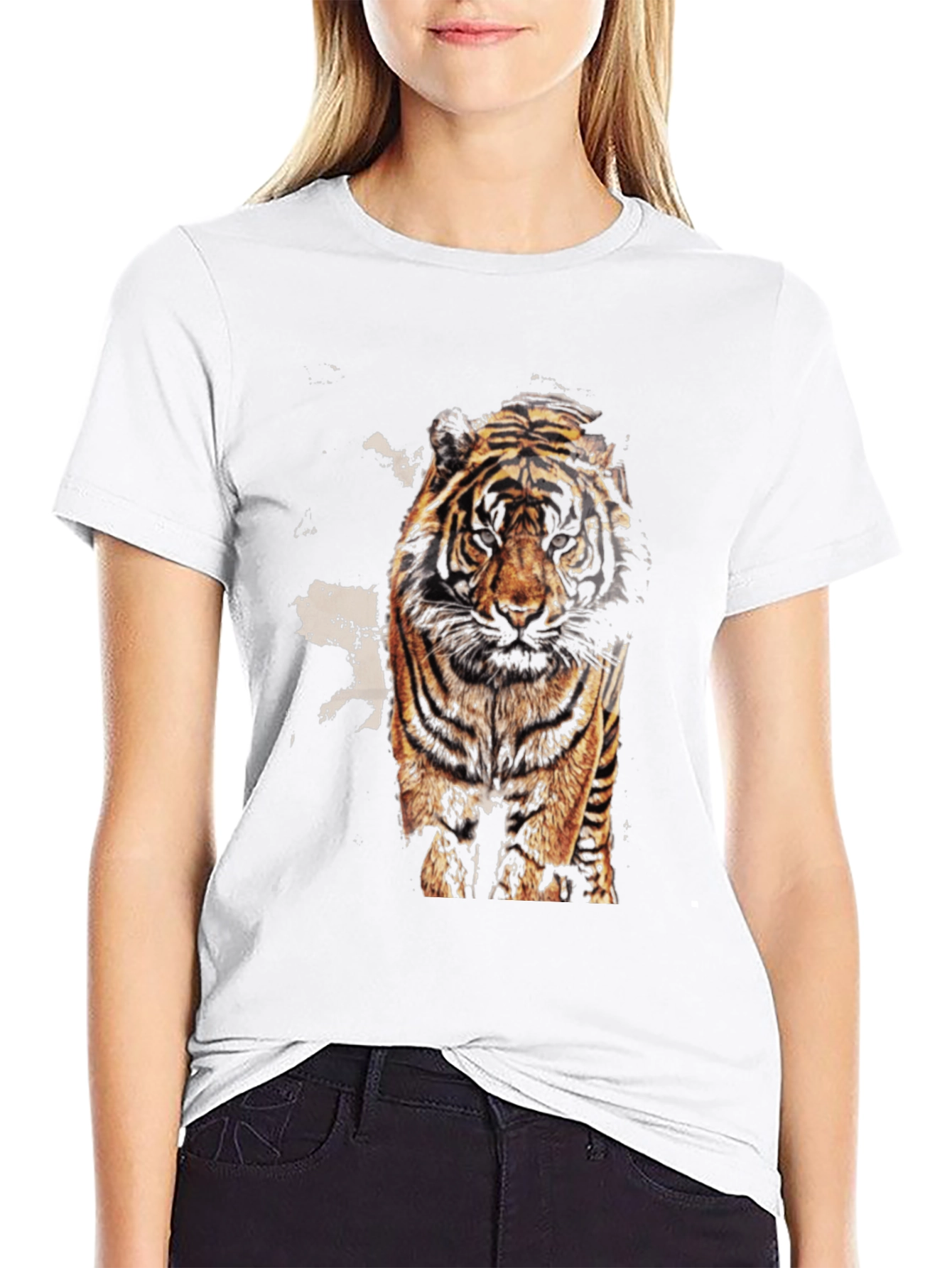 Black Tiger Graphic Print Black T-Shirt view 9