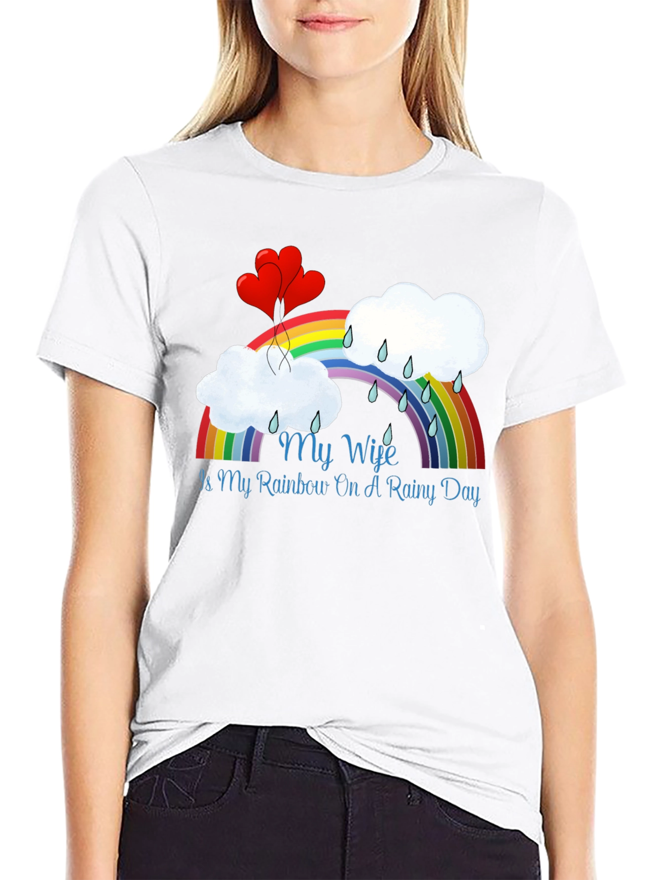 My Wife Rainbow Rainy Day Black T-Shirt - 9