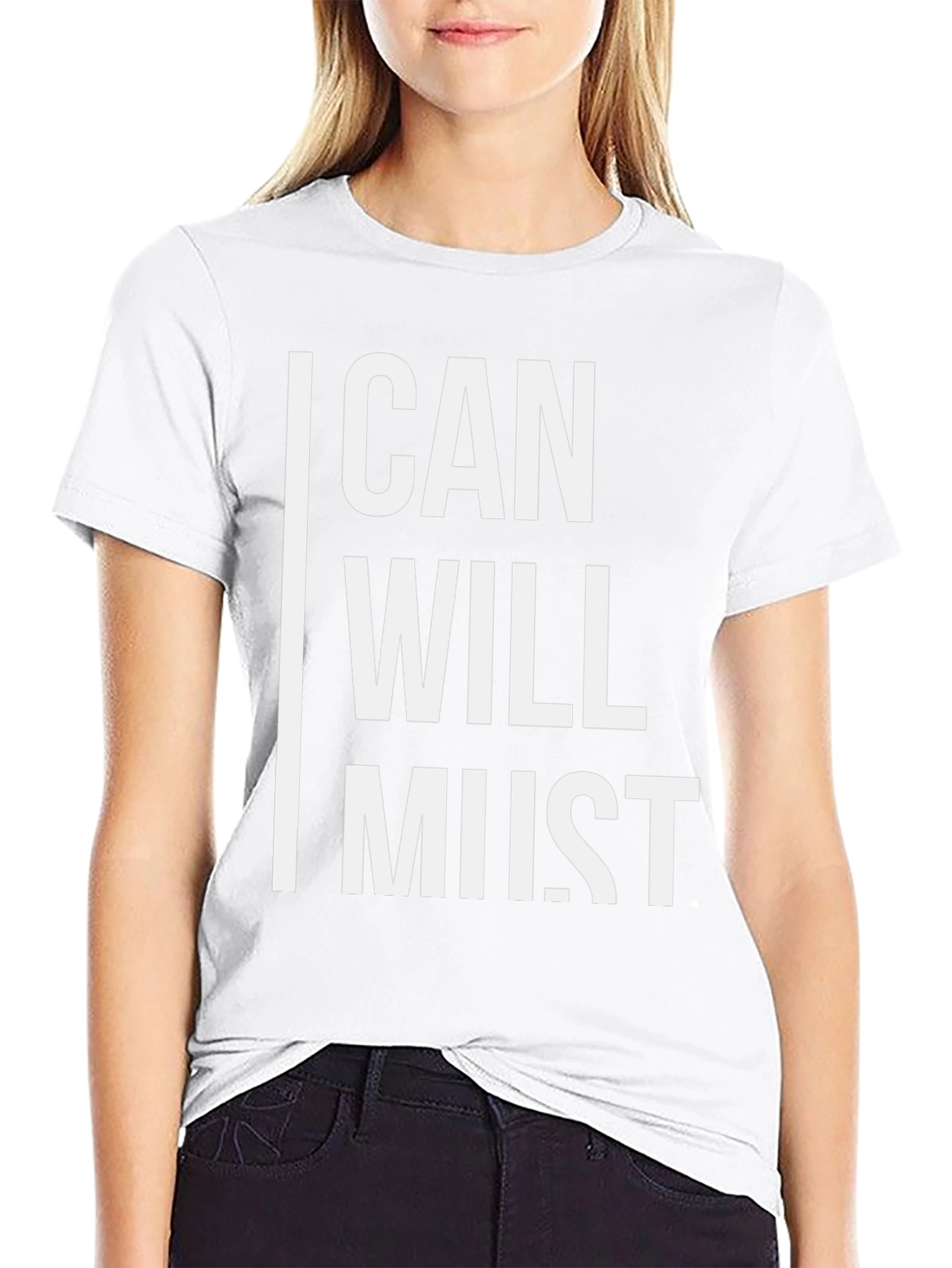 Black Motivational "Can, Will, Must" Graphic T-Shirt view 9