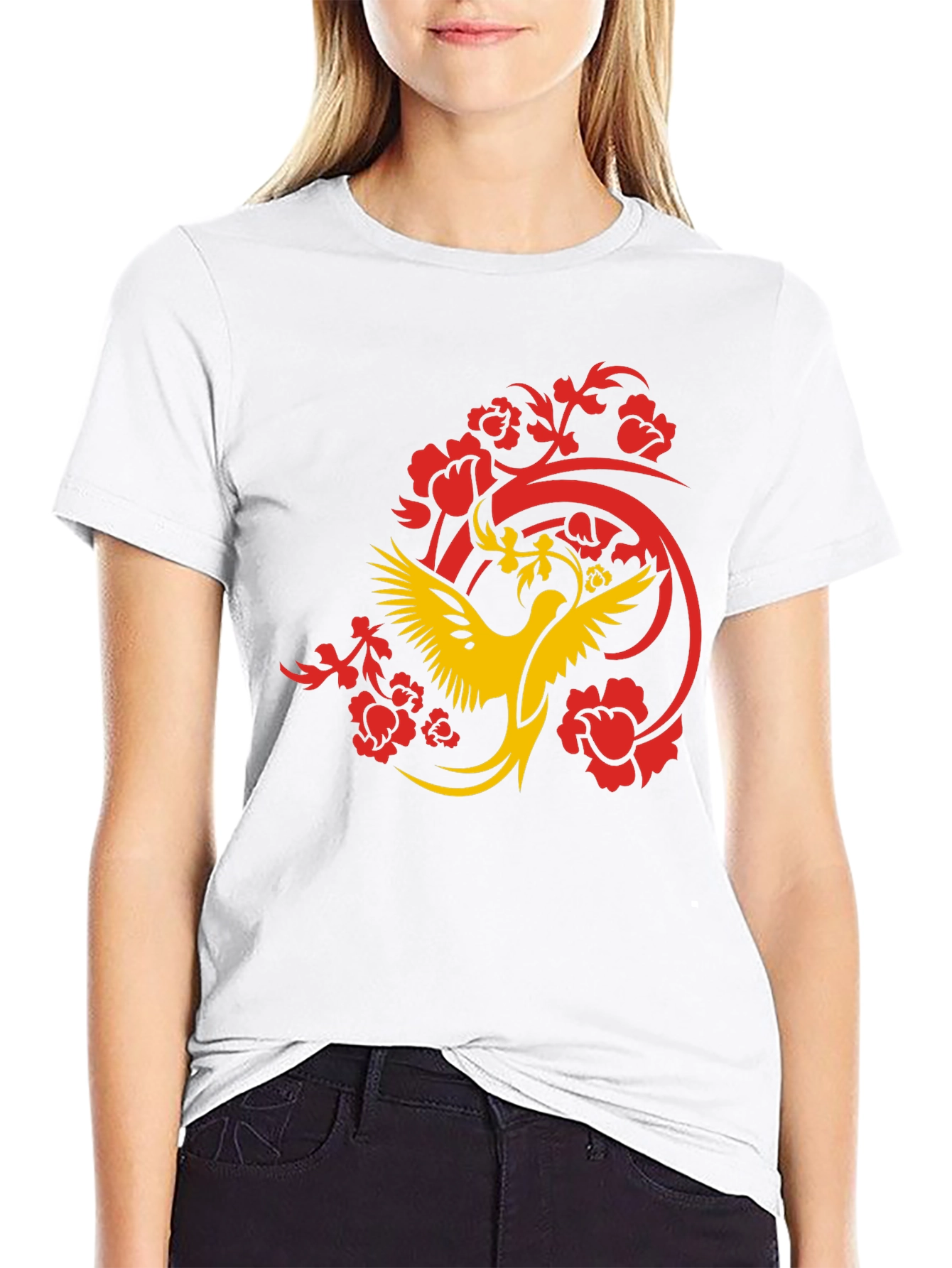 Black Phoenix Graphic Print Black T-Shirt view 9