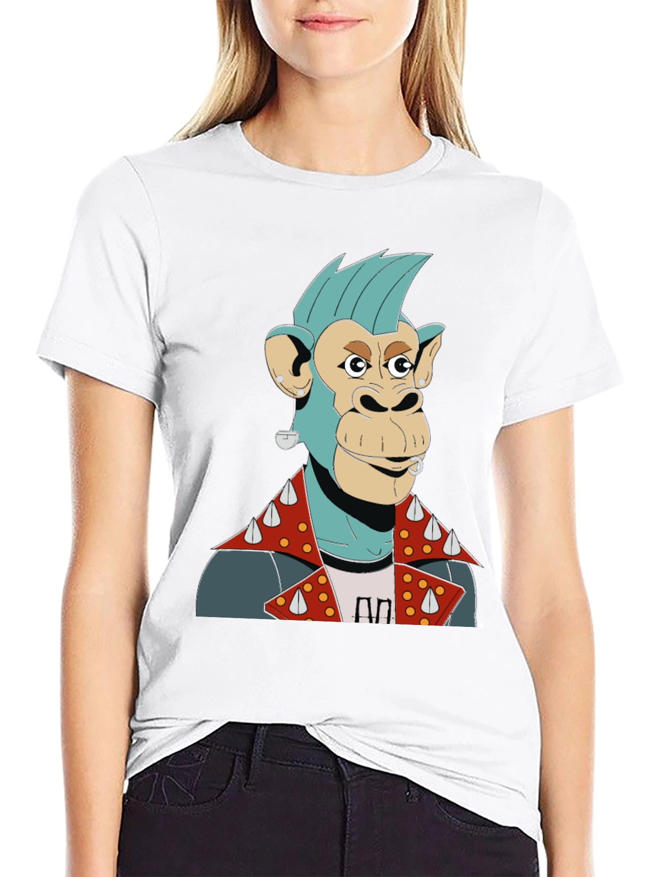 Black Cool Punk Ape Graphic T-Shirt view 9