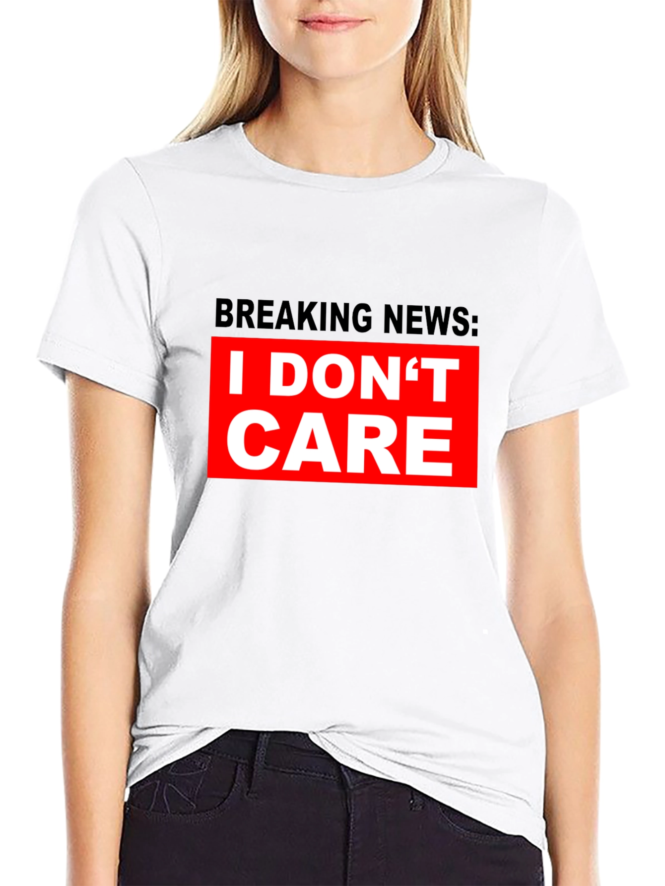 Black Breaking News I Don't Care T-Shirt - Bold Statement Tee view 9