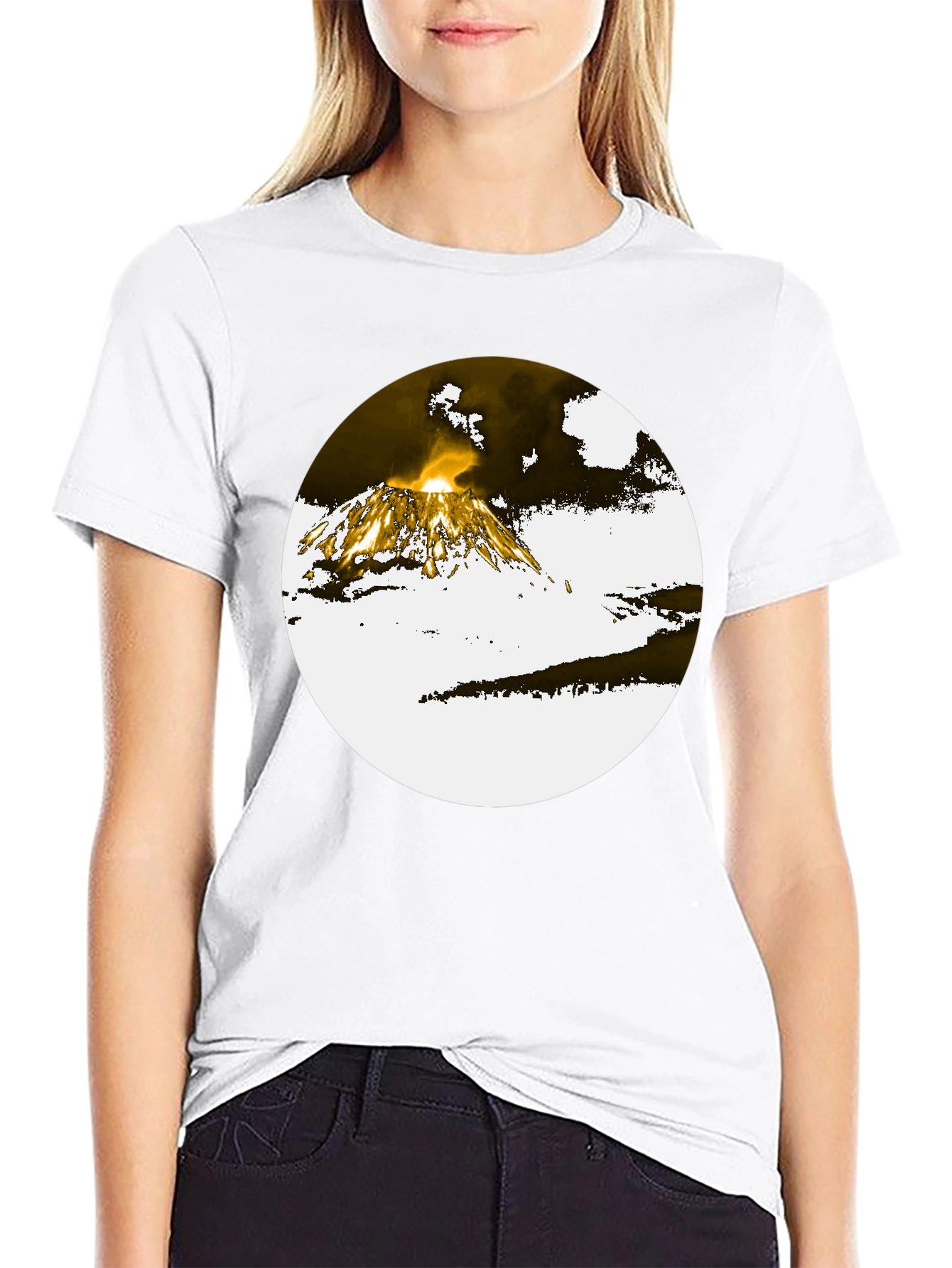 Black Volcano Graphic Tee - Black Cotton Blend view 9