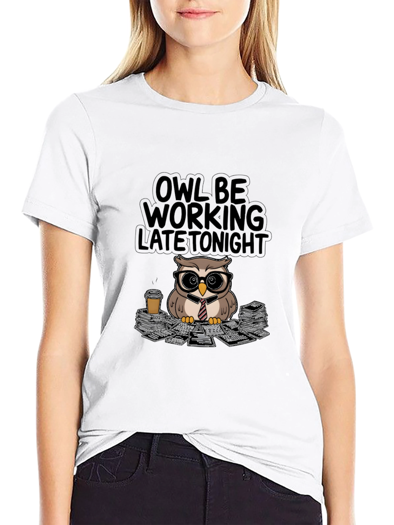 Black Owl Be Working Late Tonight T-Shirt view 9