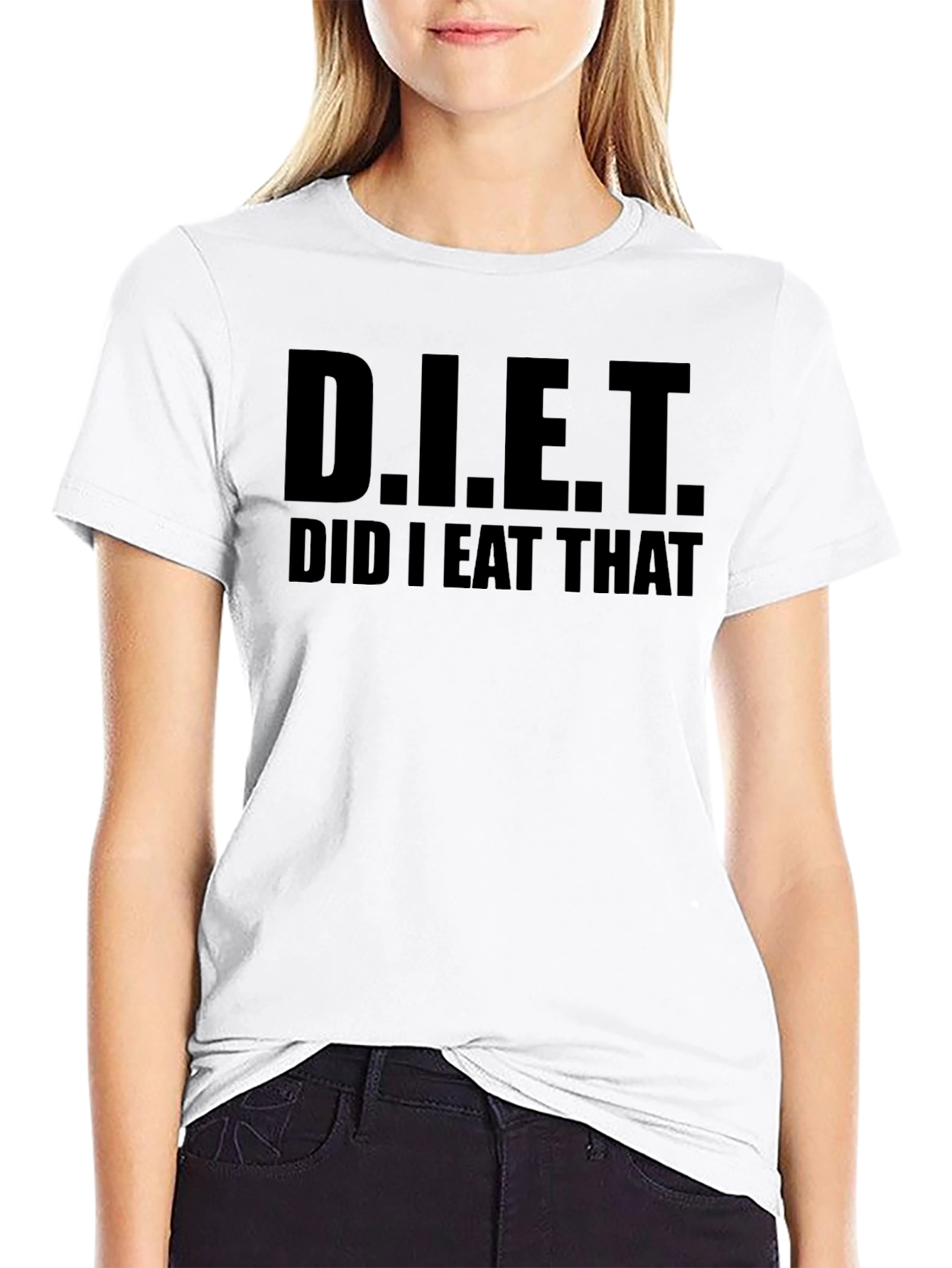 Black Funny Diet T-Shirt - "Did I Eat That?" view 9
