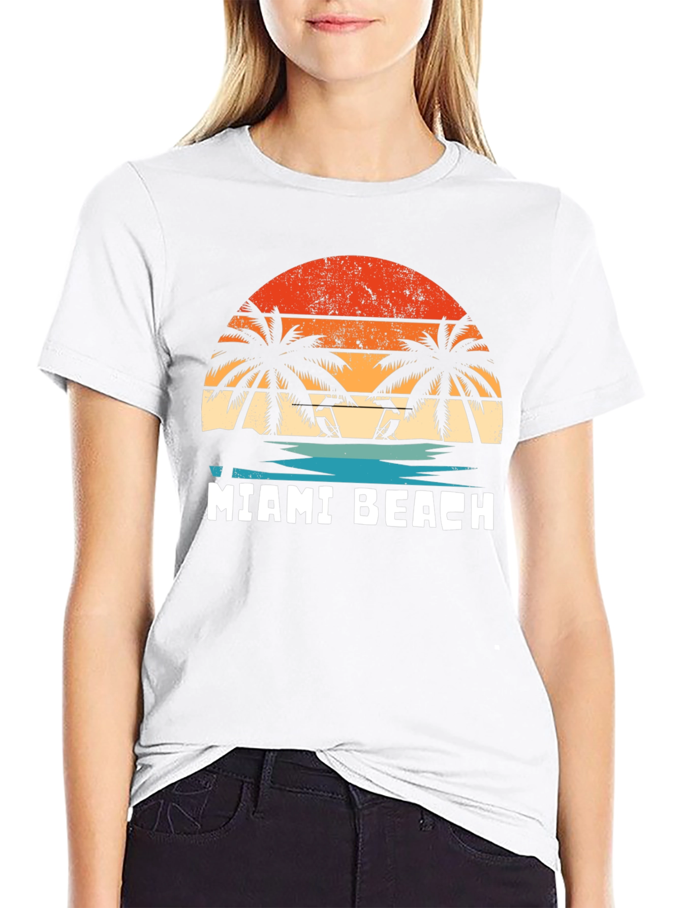 Miami Beach Sunset Graphic T-Shirt - 9