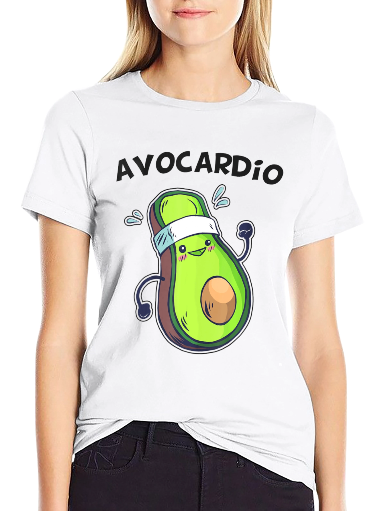 Black Avocardio Funny Avocado Workout T-Shirt view 9