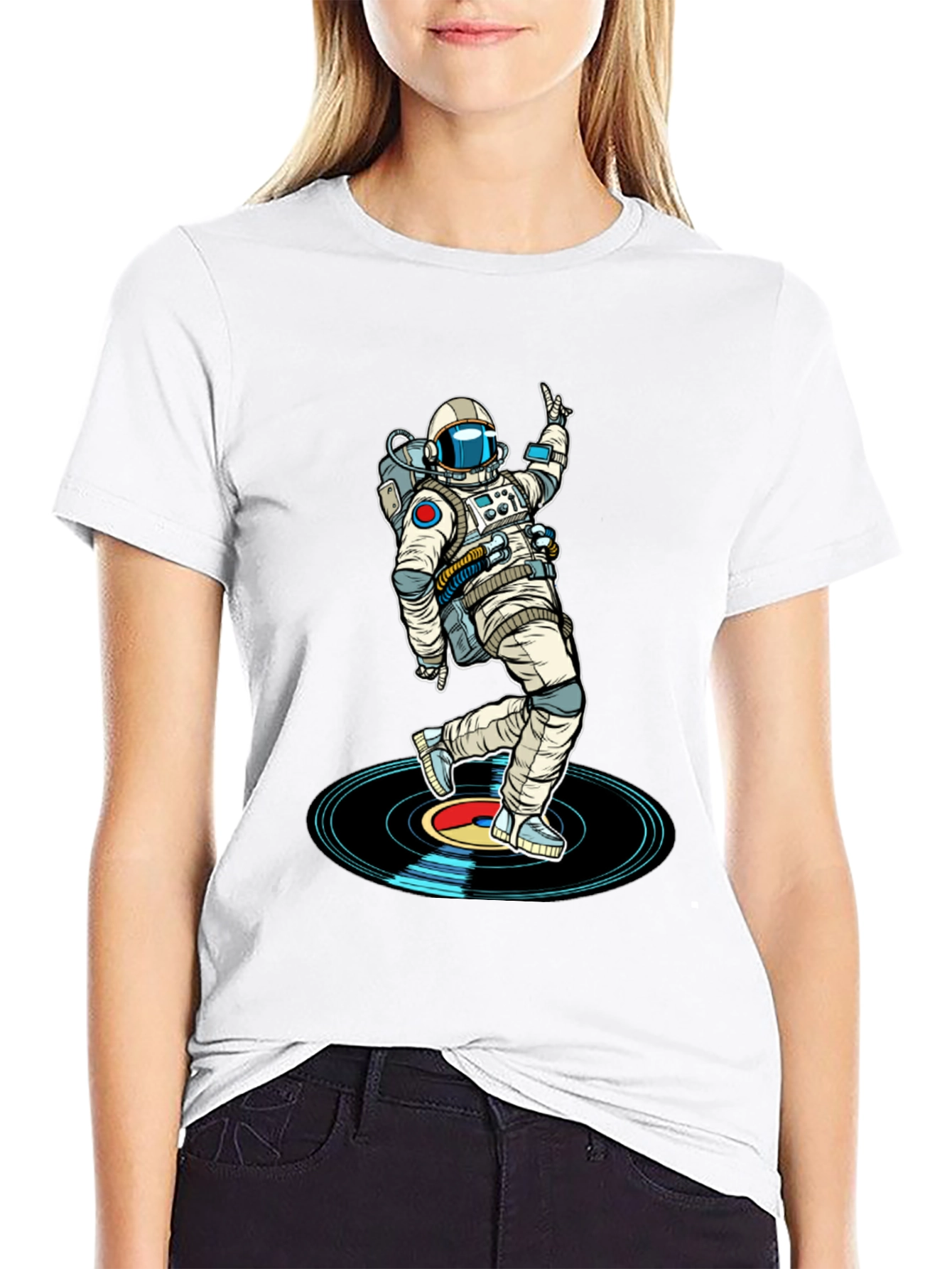 Black Astronaut DJ T-Shirt - Space Dance Music Tee view 9