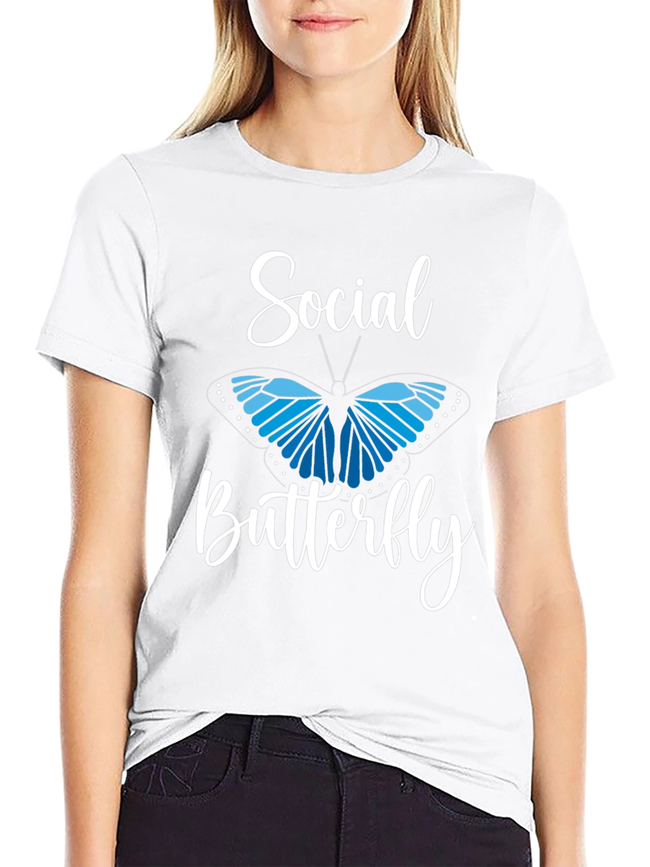 Black Social Butterfly Graphic Tee - Black view 9