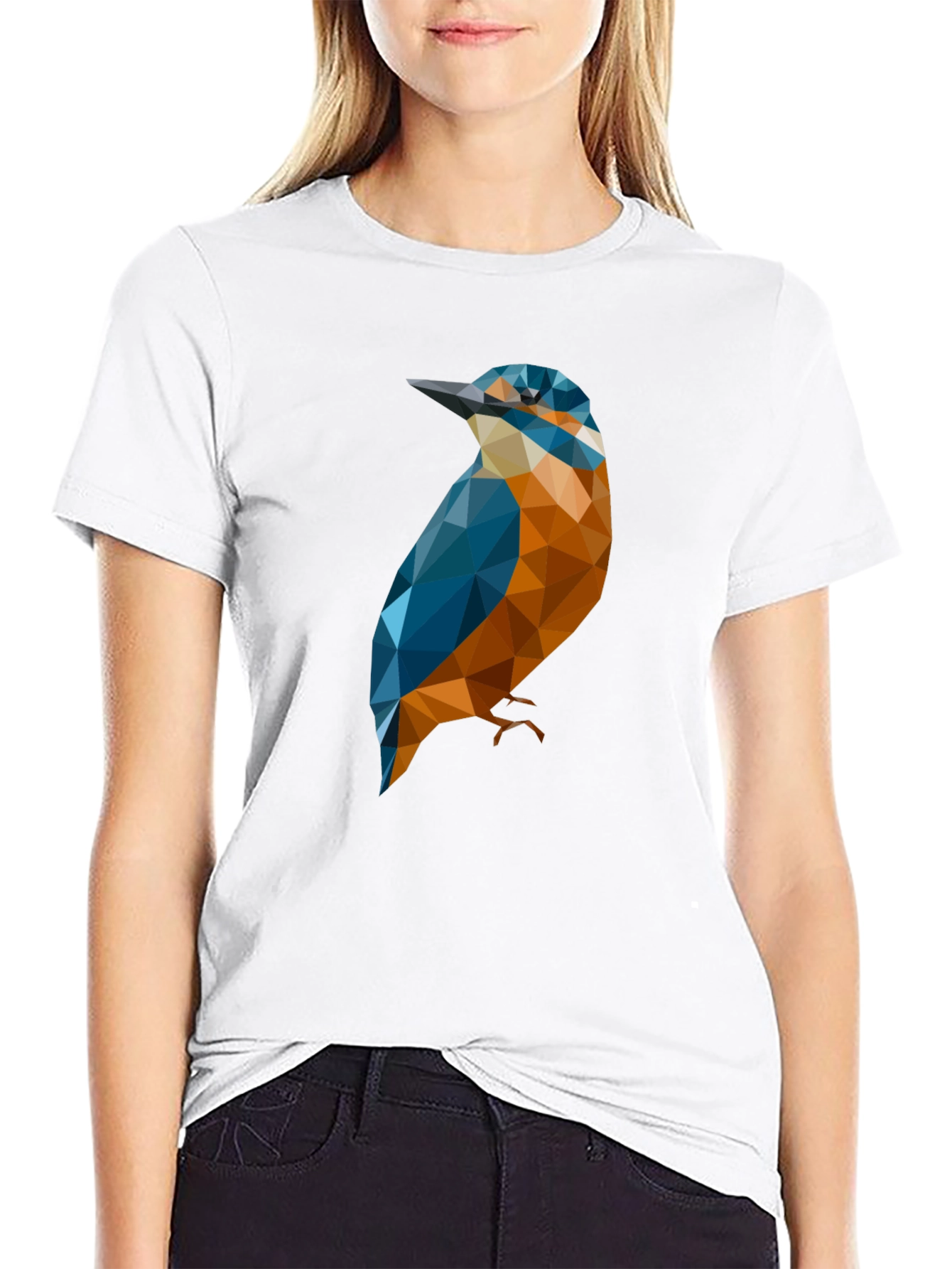 Black Geometric Bird Graphic Tee - Stylish Men's Black T-Shirt view 9