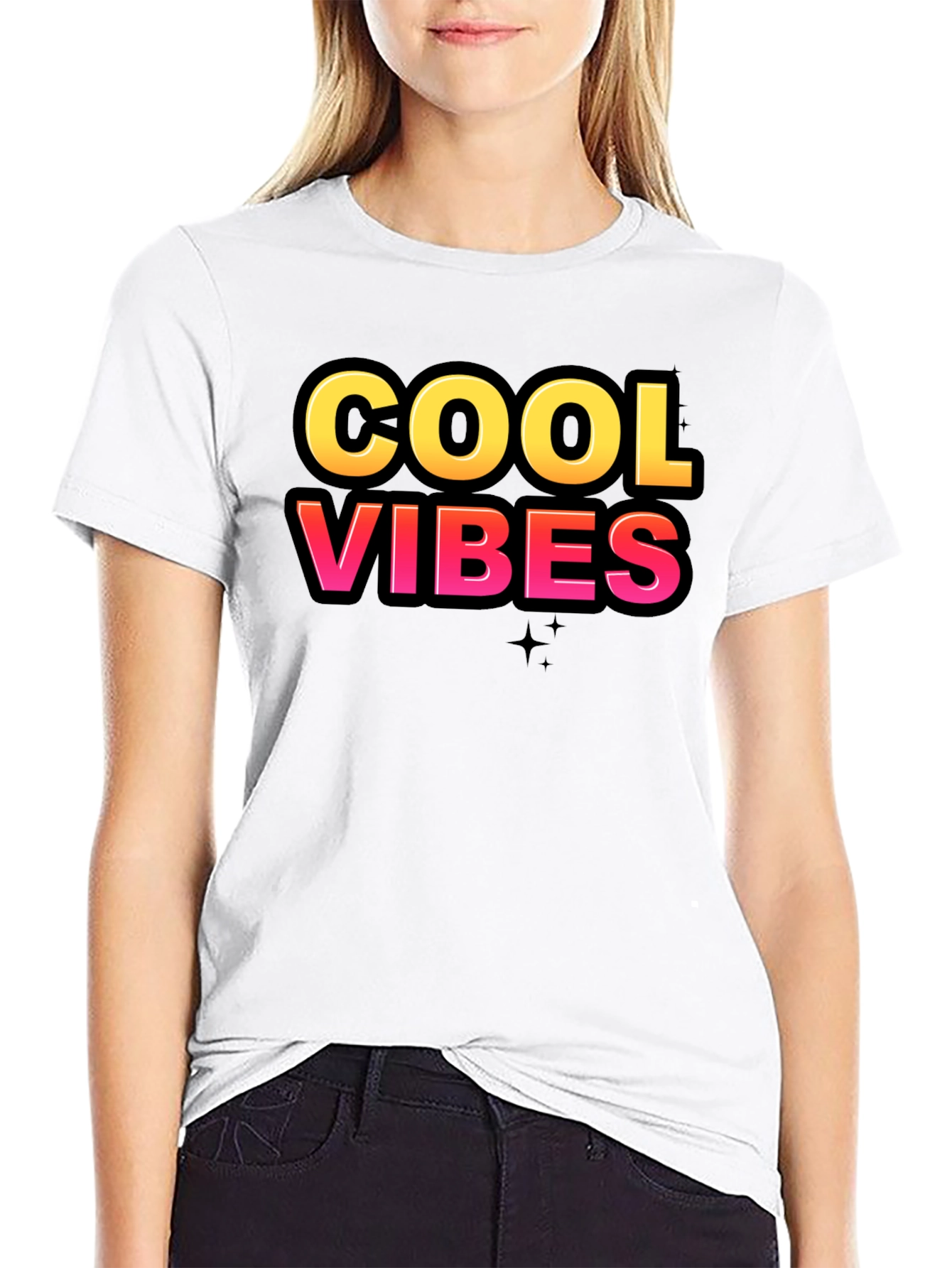 Black Cool Vibes Black Graphic Tee view 9