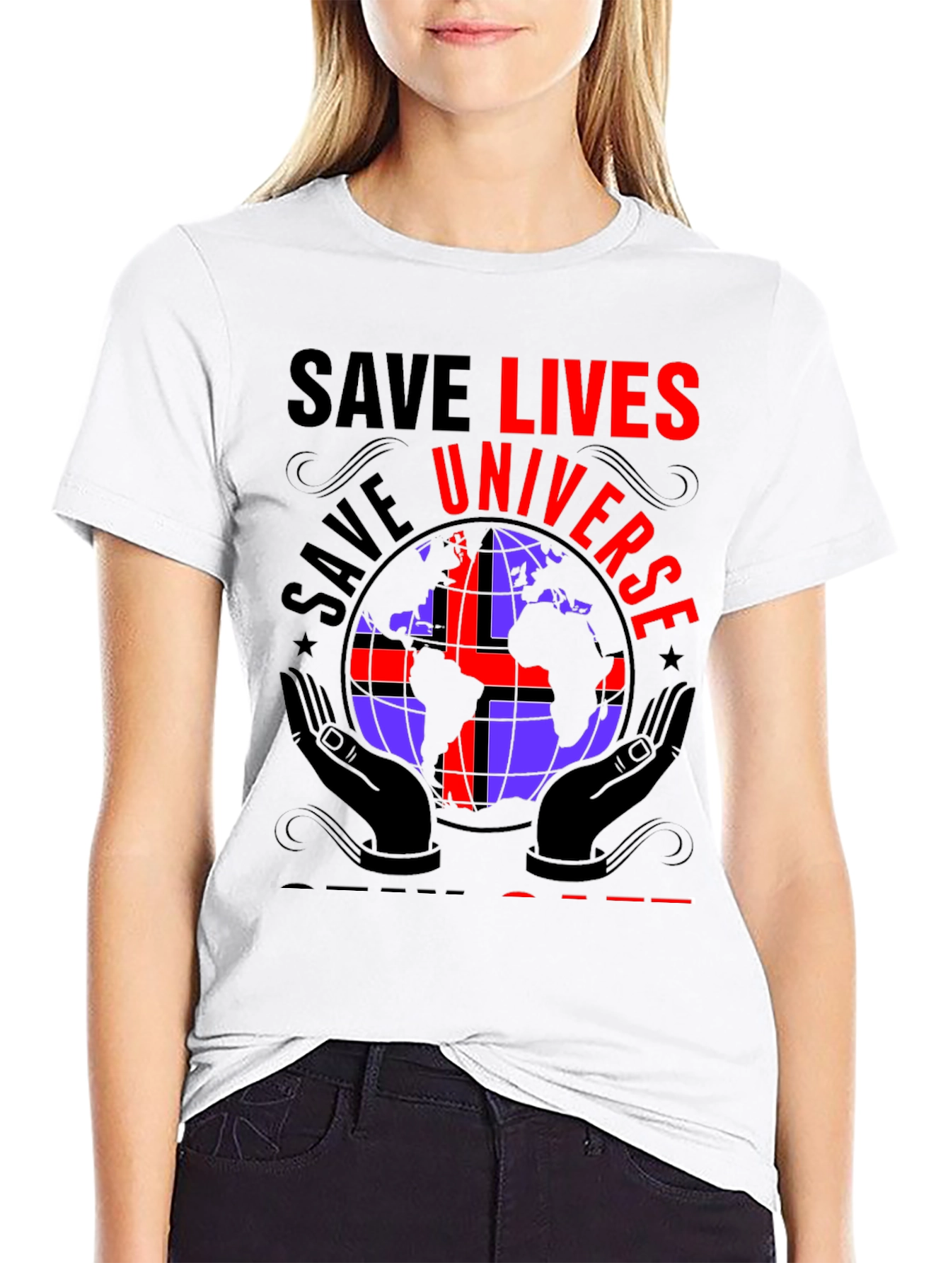 Black Save Lives Save Universe Graphic T-Shirt view 9