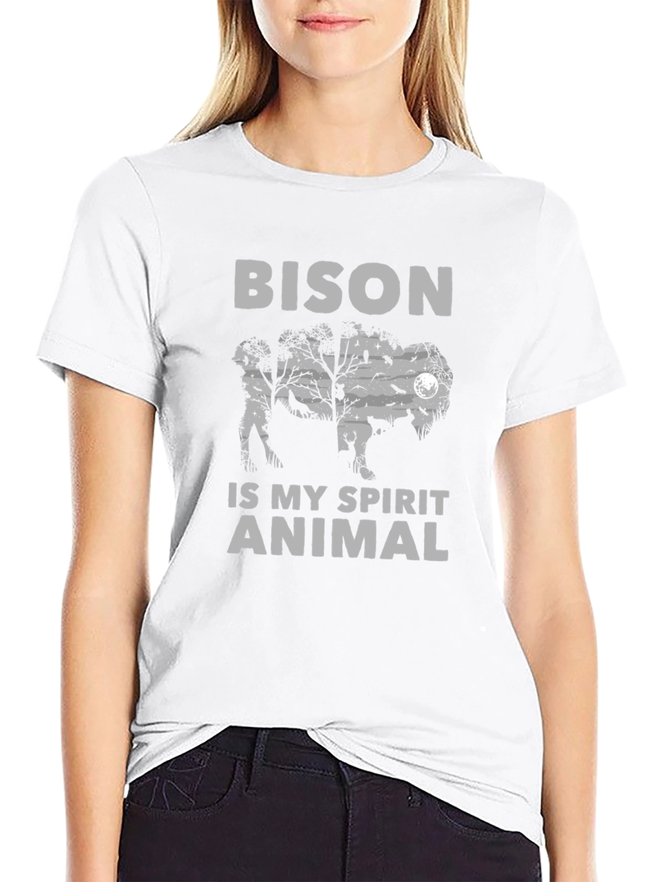 Black Bison Spirit Animal Graphic Tee - Soft Cotton Blend view 9