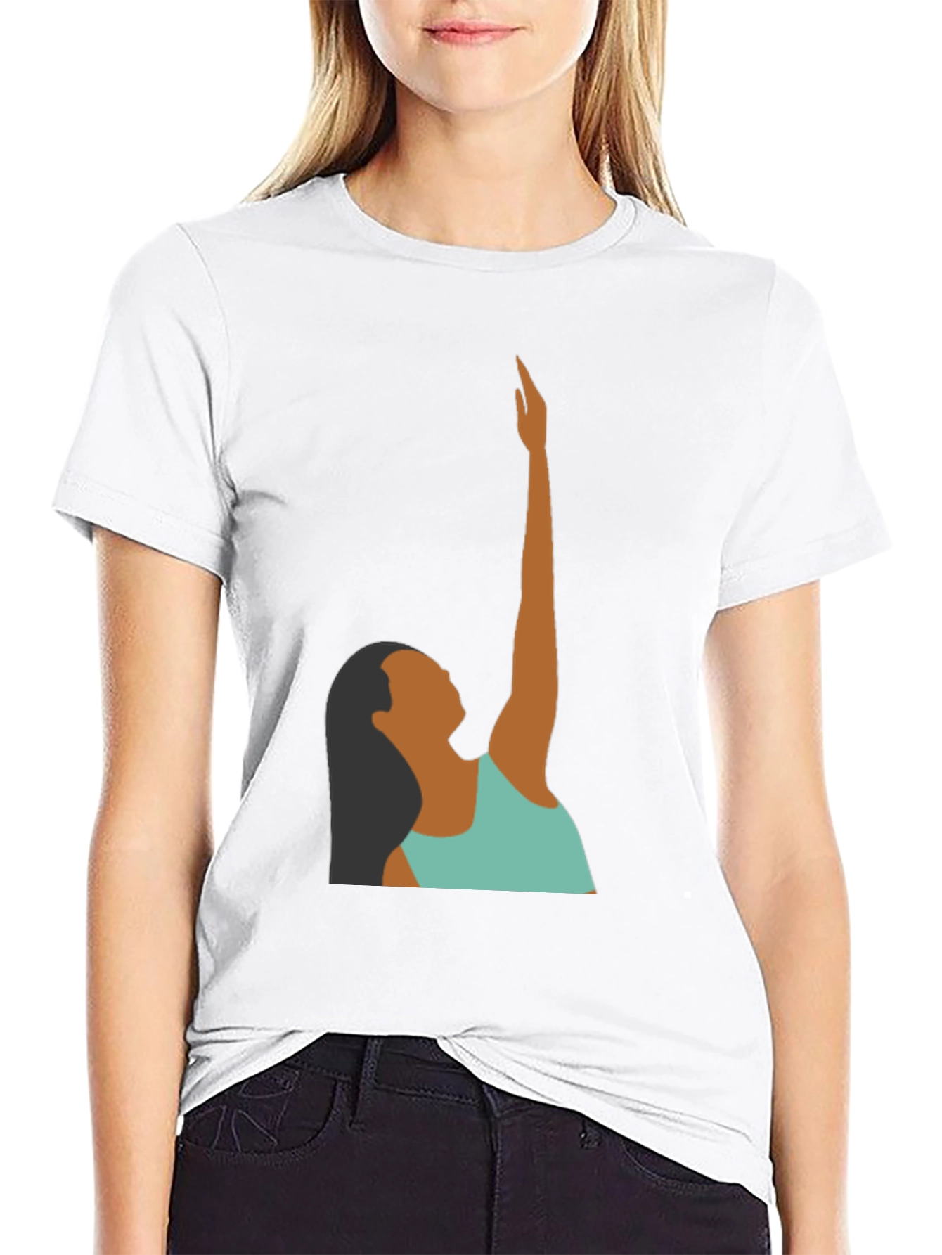 Woman Reaching Graphic Tee - Black - 9