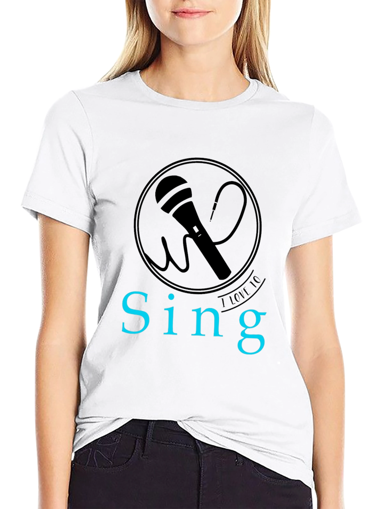 Black Sing Microphone Graphic Tee view 9