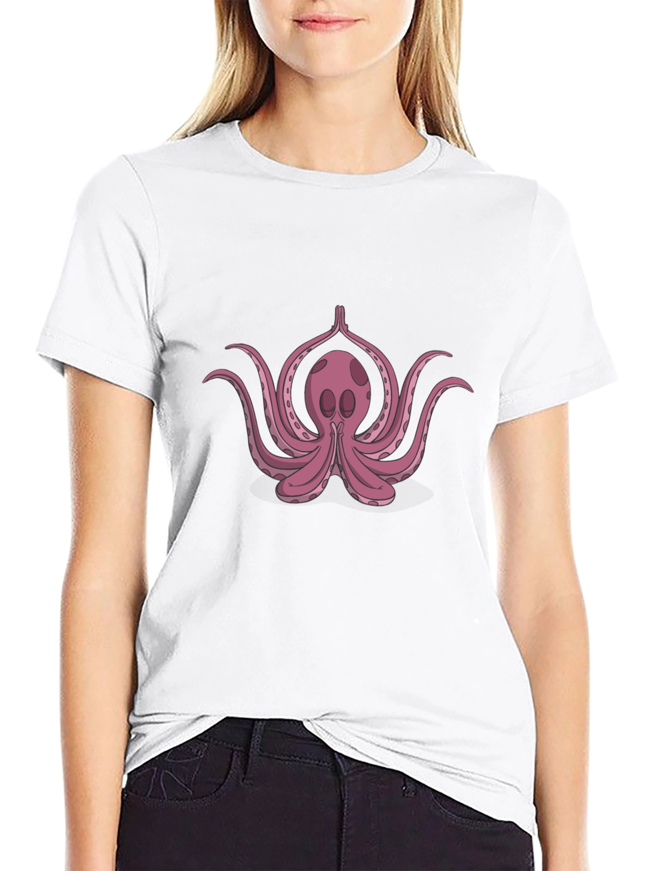 Black Yoga Octopus Black T-Shirt view 9