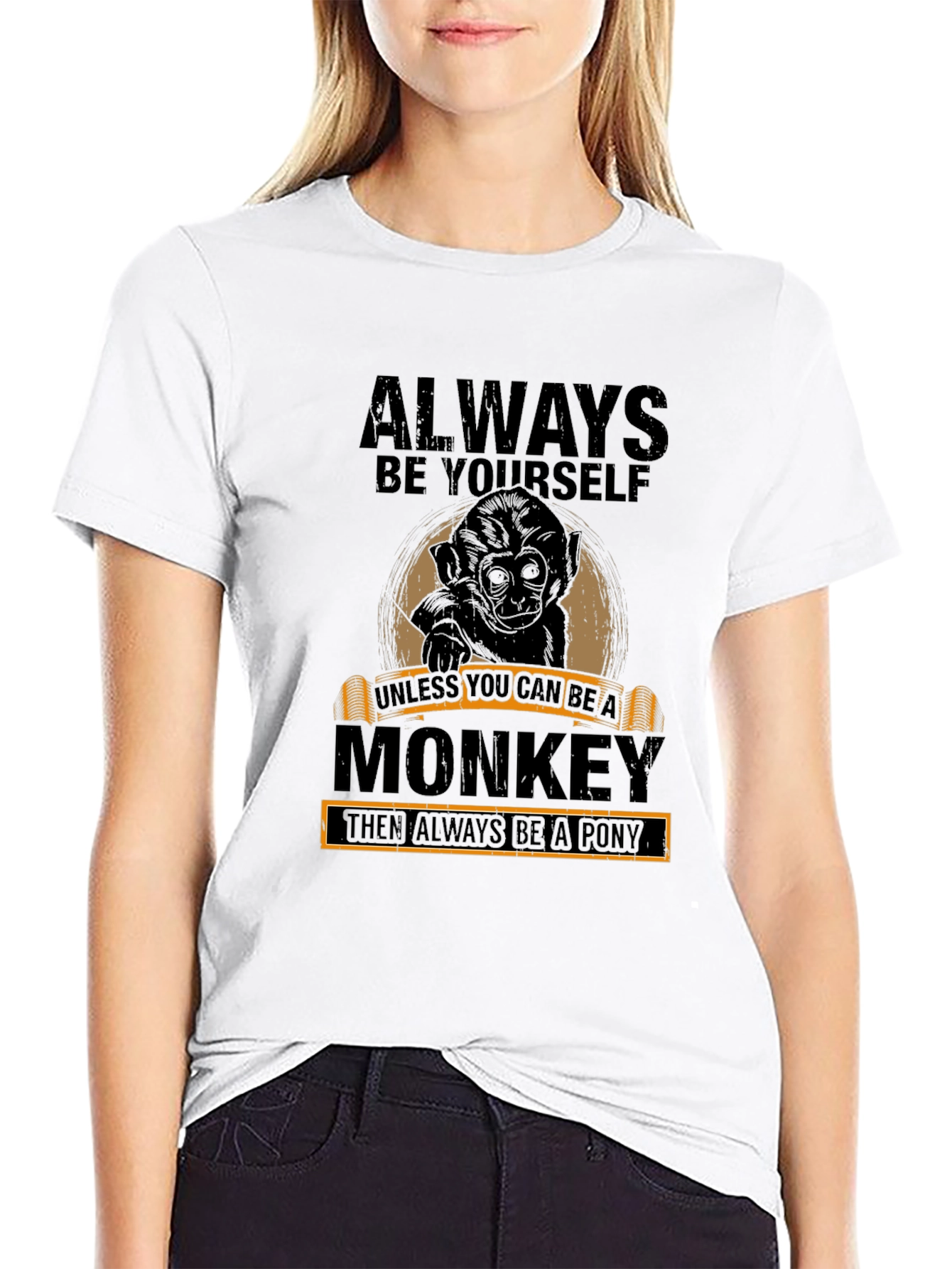 Black Always Be Yourself Monkey Graphic T-Shirt view 9