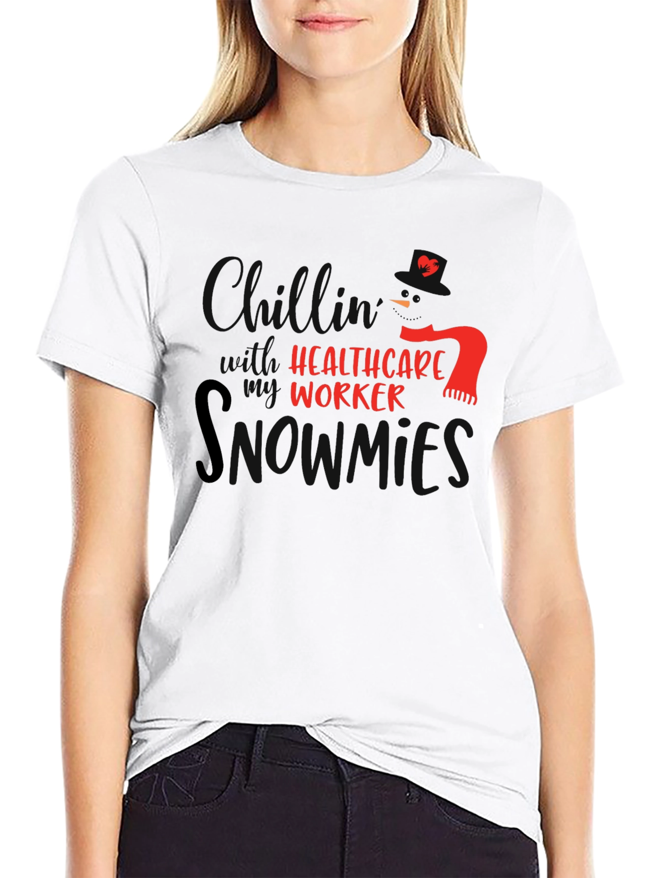 Healthcare Worker Snowman T-Shirt - 9