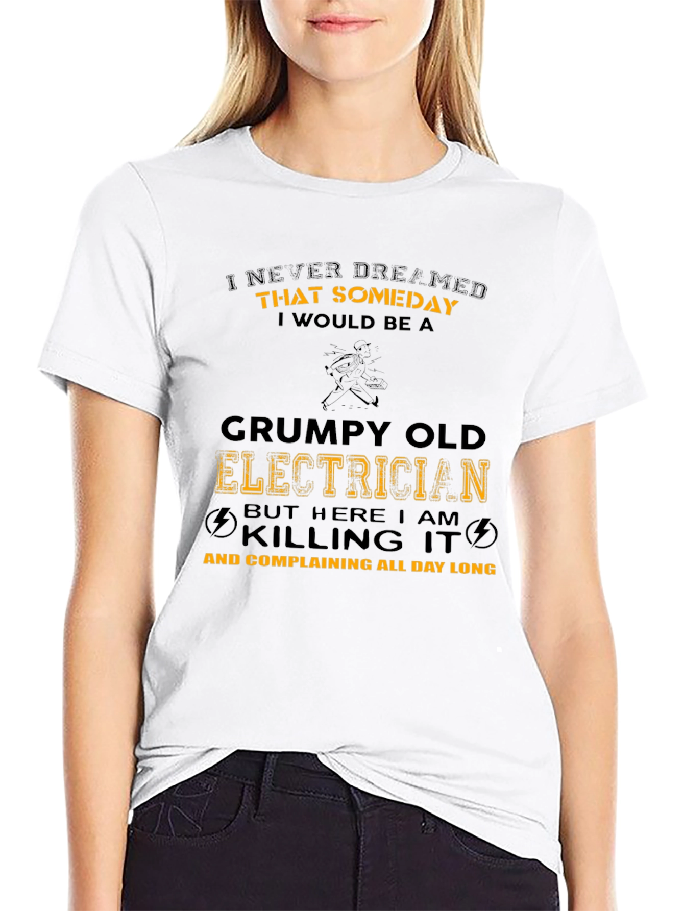 Black Grumpy Old Electrician T-Shirt Funny Job Tee view 9