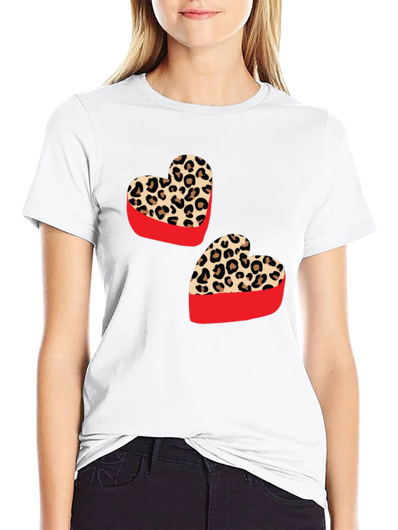Black Leopard Heart Graphic Tee - Stylish Valentine's Day Shirt view 9