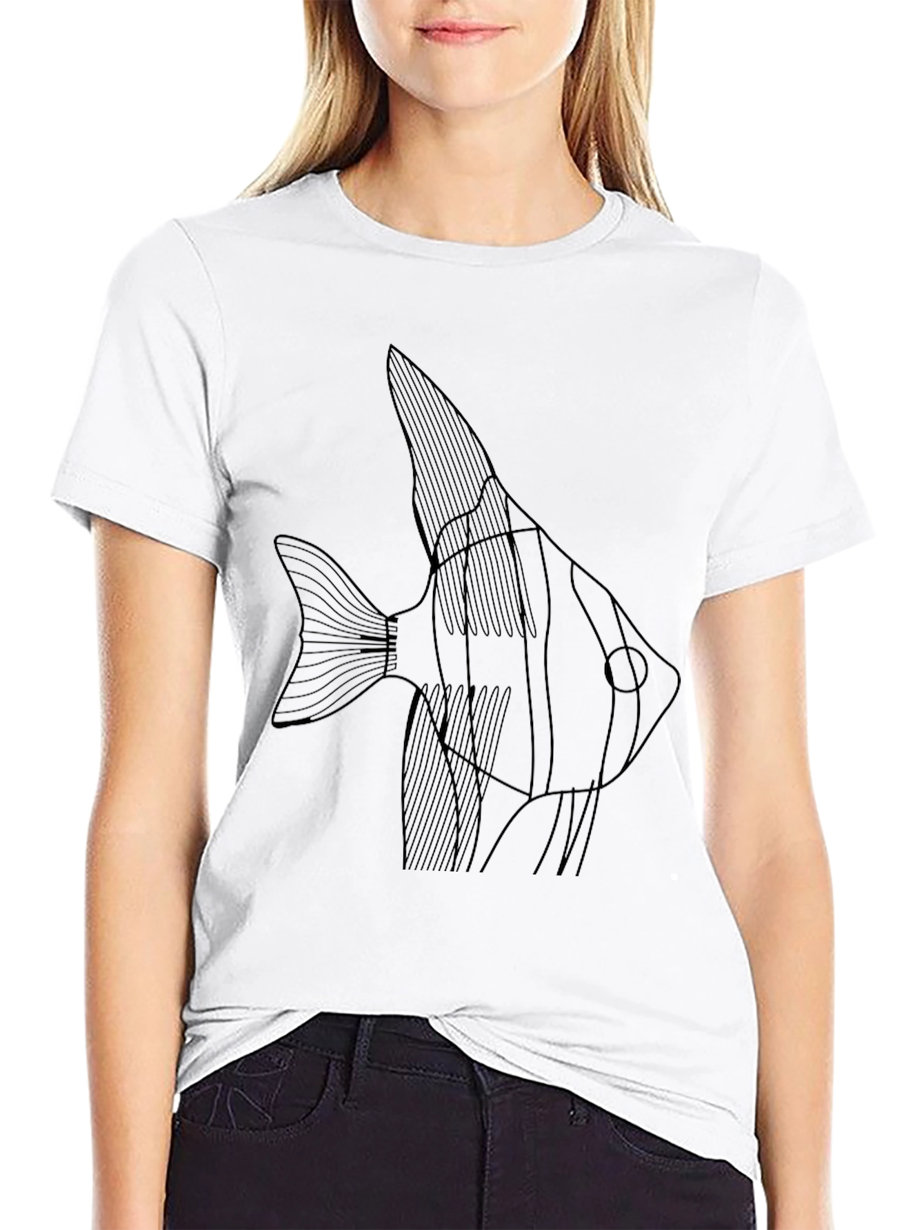 Black Angelfish Graphic Tee - Black Cotton T-Shirt view 9