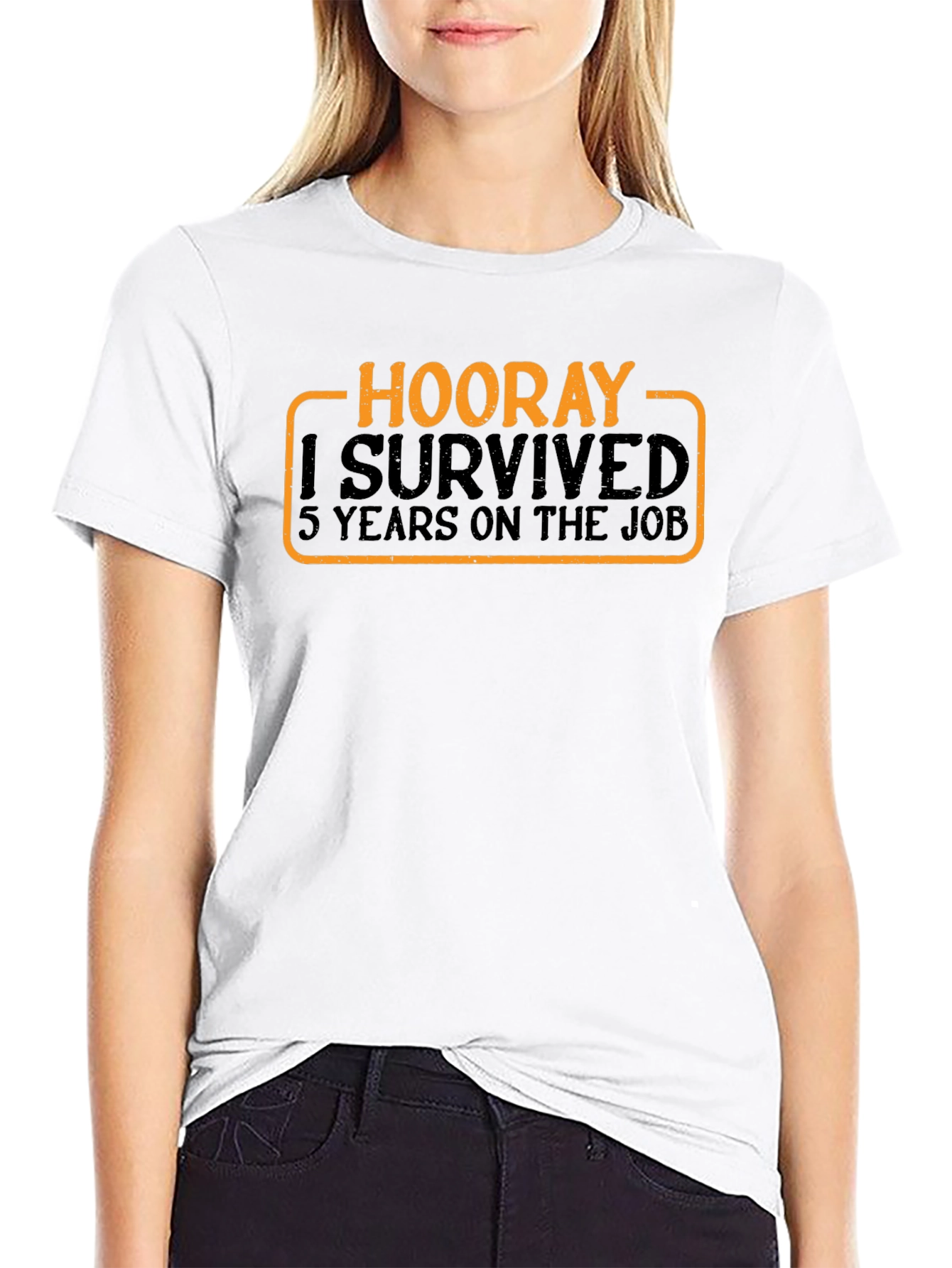 Black Hooray I Survived 5 Years T-Shirt view 9