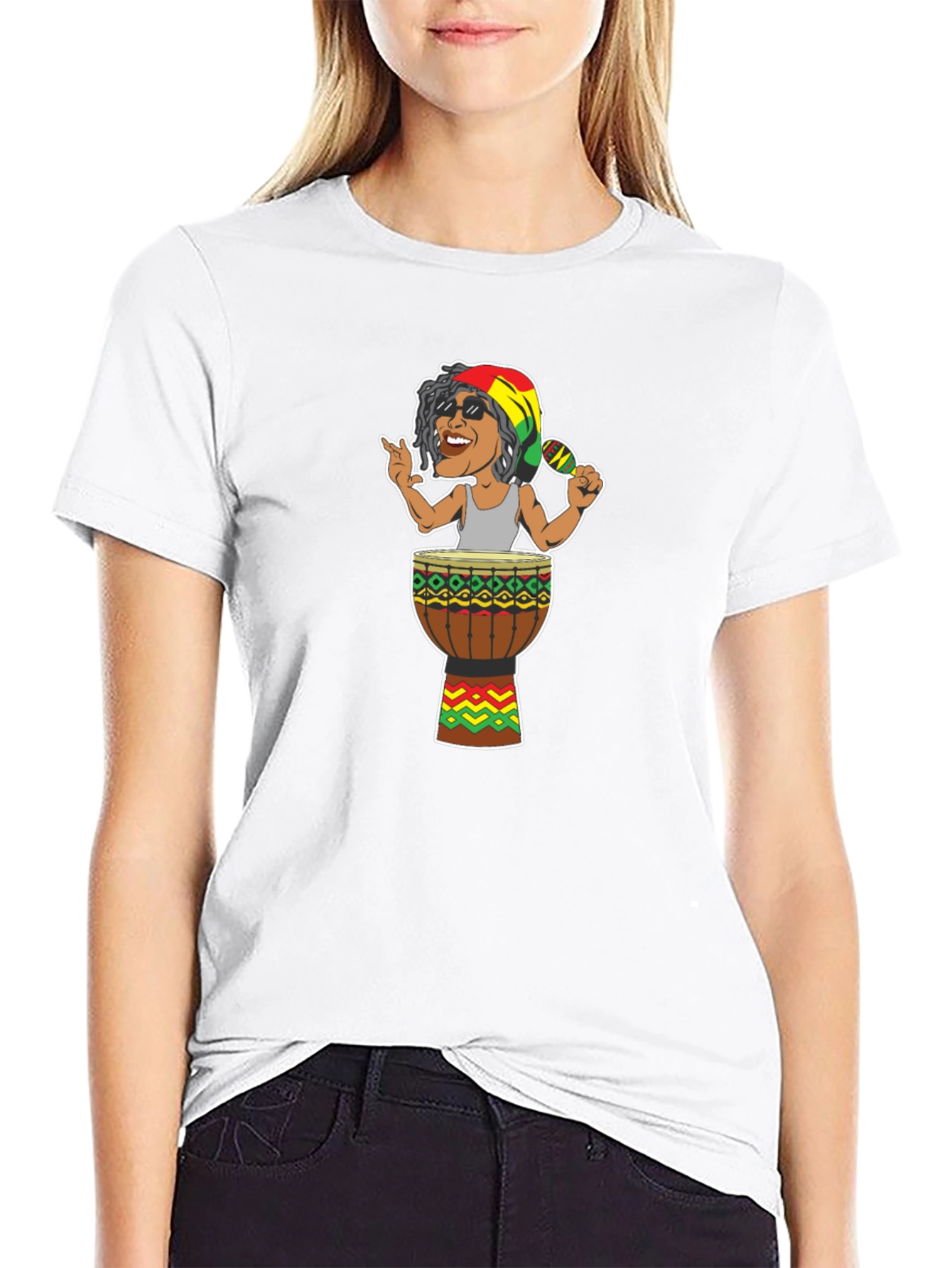 Black Reggae Drummer Graphic Tee - Music Inspired T-Shirt view 9