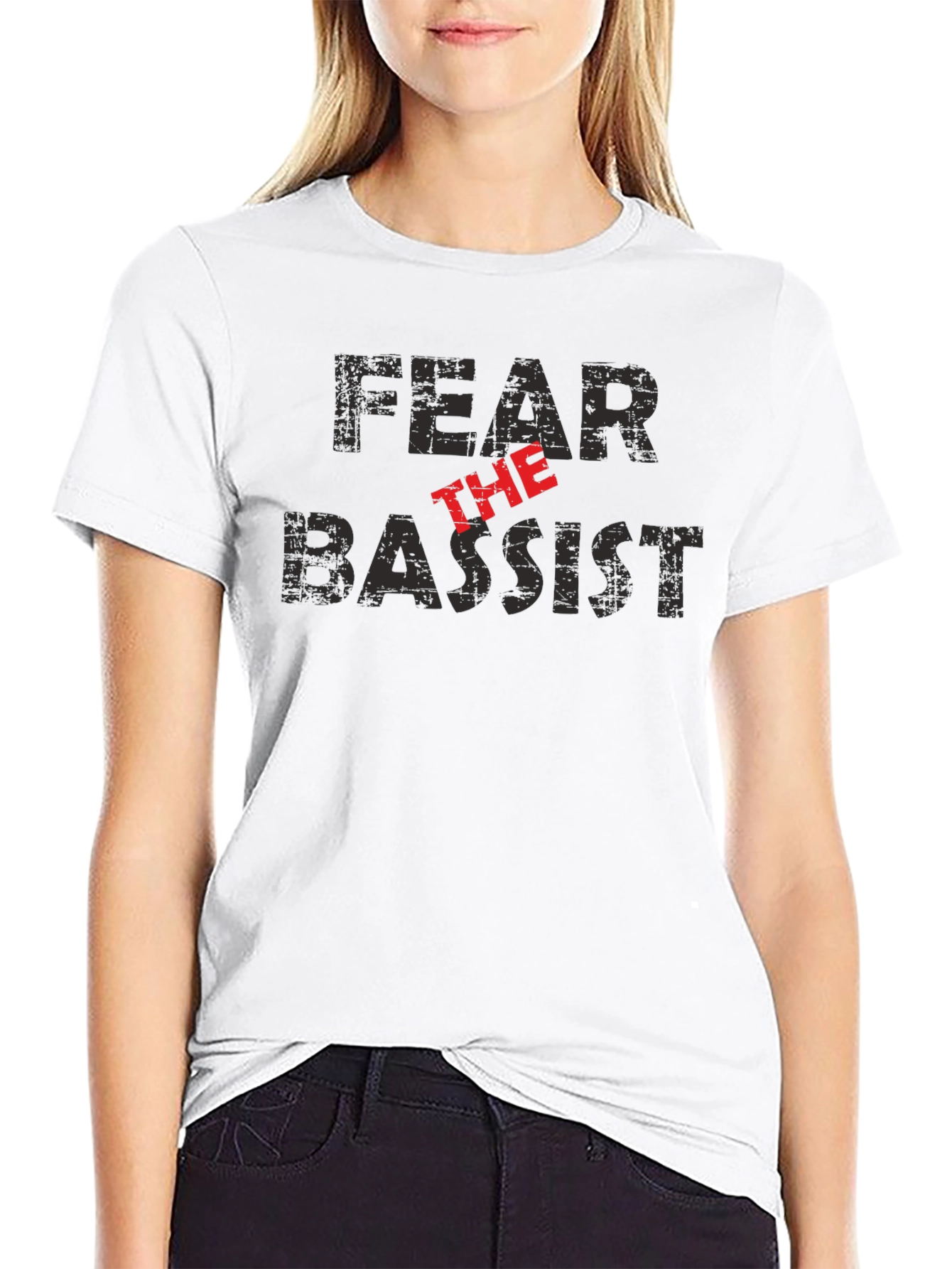 Black Fear the Bassist Black Graphic T-Shirt view 9