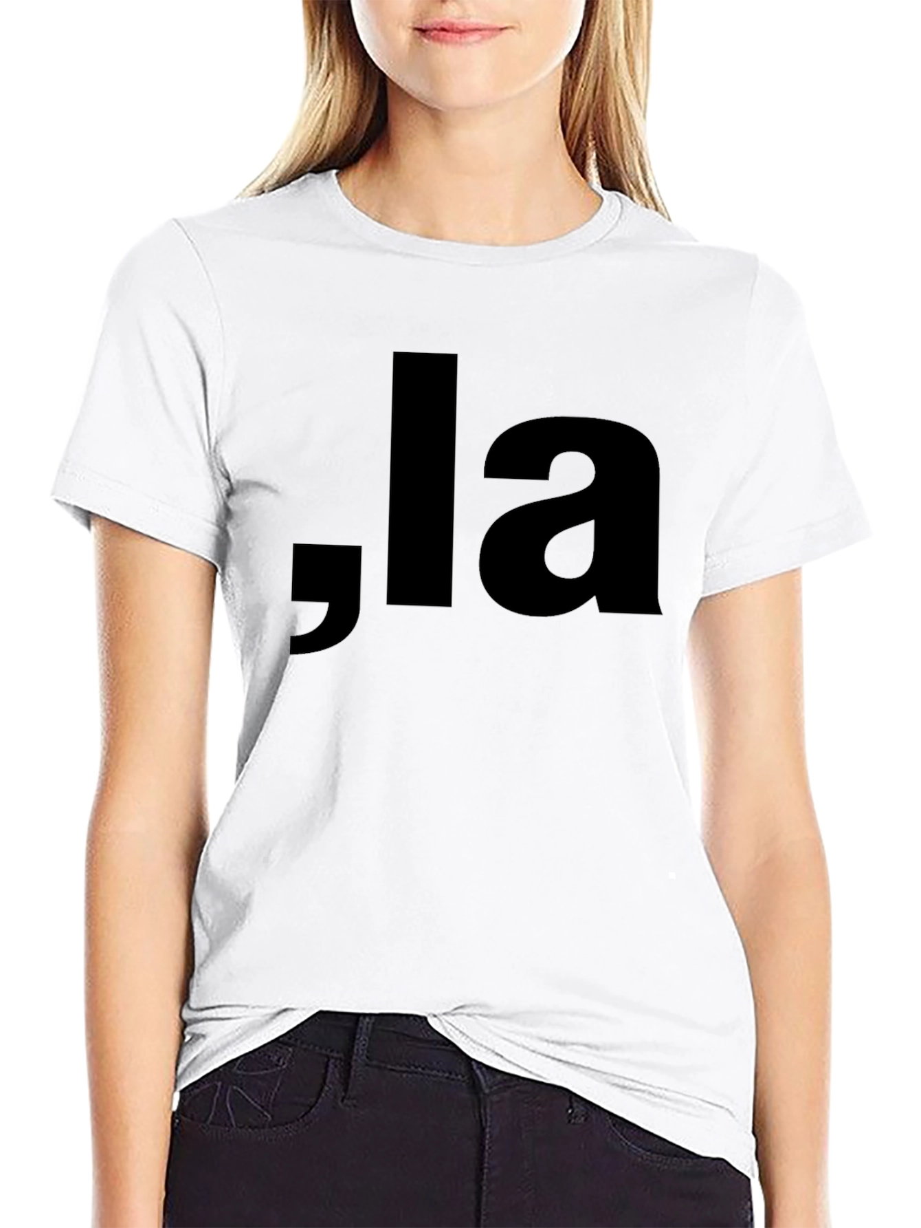 Black Black T-shirt with ",la" Lettering view 9