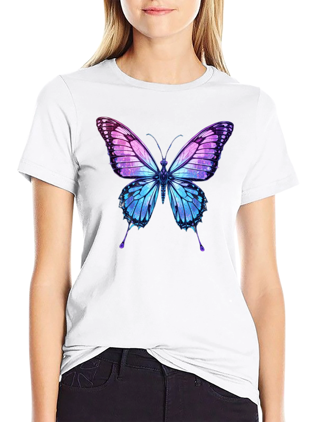 Black Butterfly Graphic Print Men's T-Shirt view 9