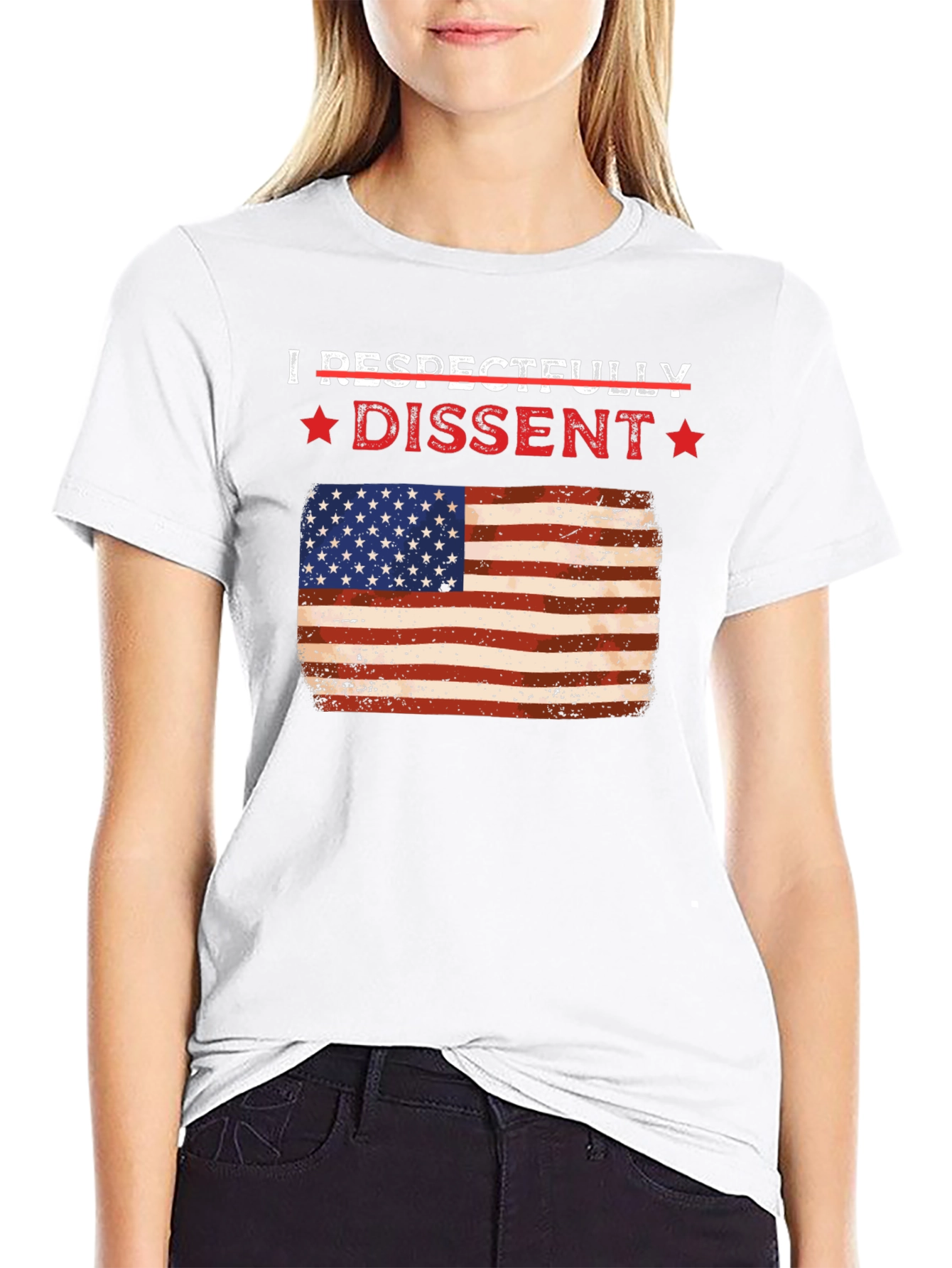 Black Respectfully Dissent USA Flag Graphic Tee view 9