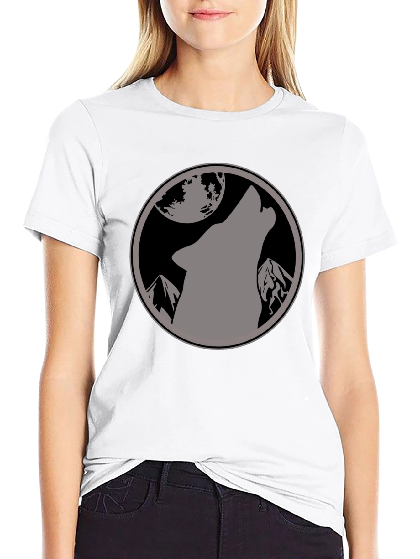 Black Wolf Moon Graphic T-Shirt - Black view 9