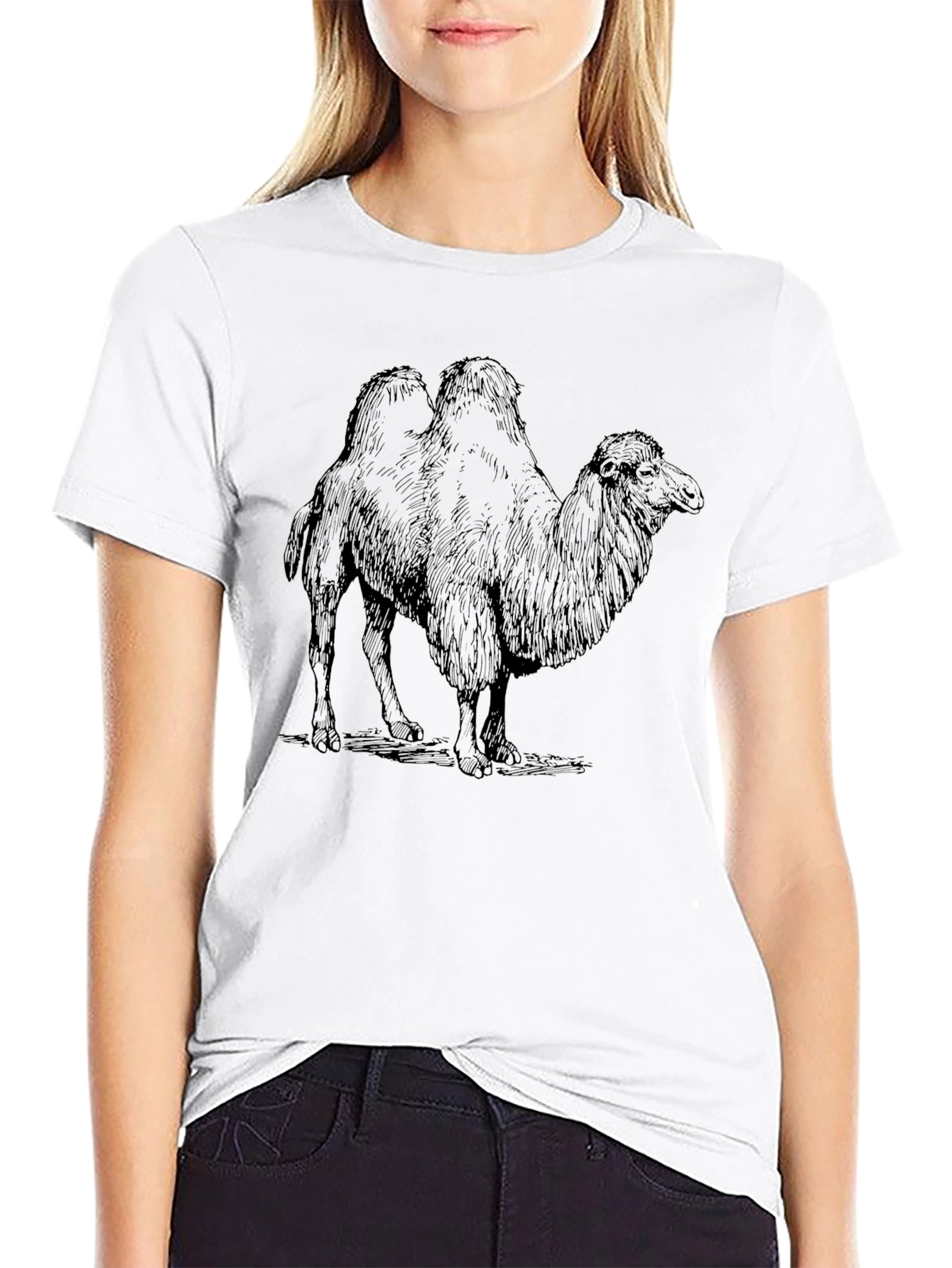 Black Camel Graphic Print Black T-Shirt view 9
