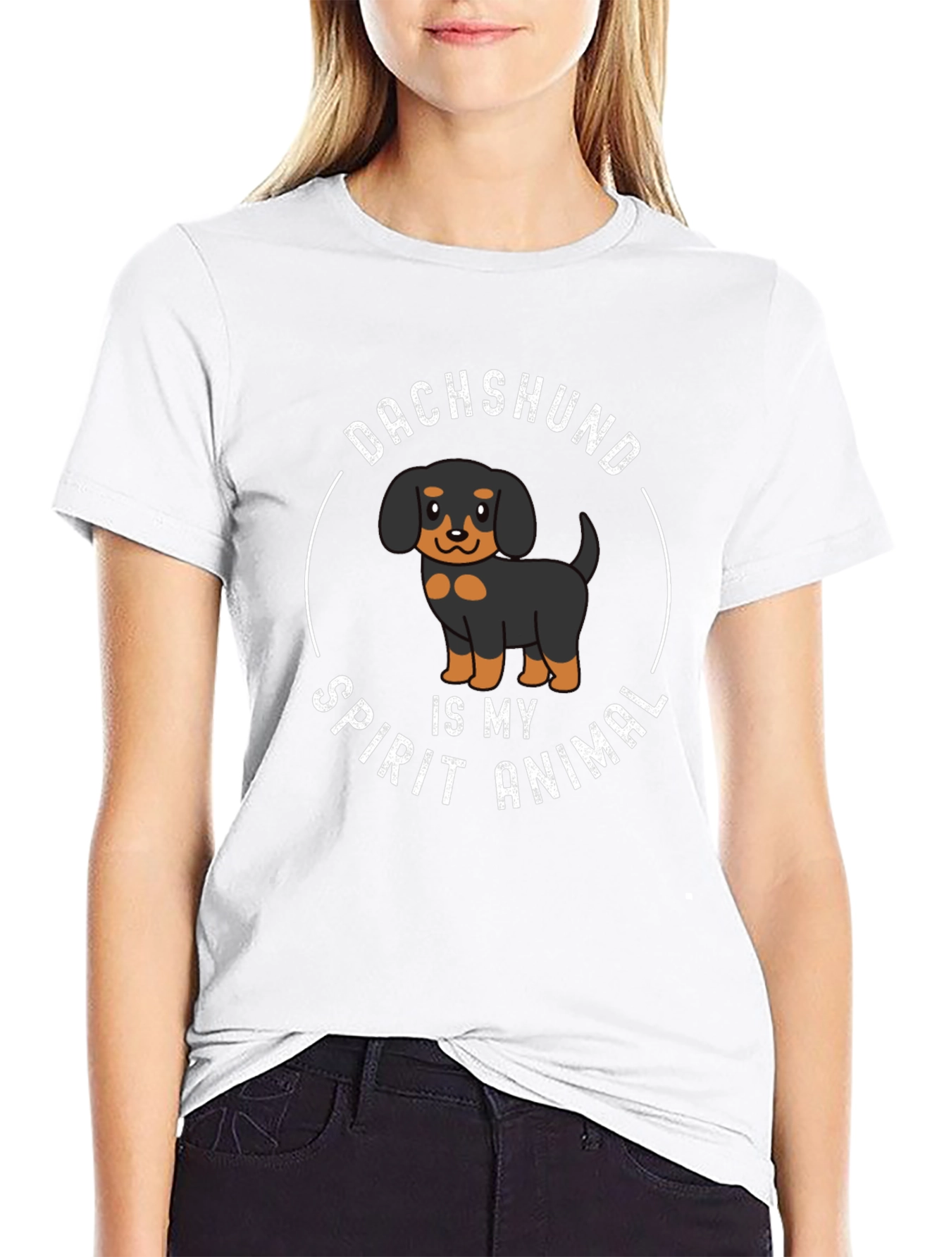 Black Dachshund Spirit Animal Black Graphic Tee view 9