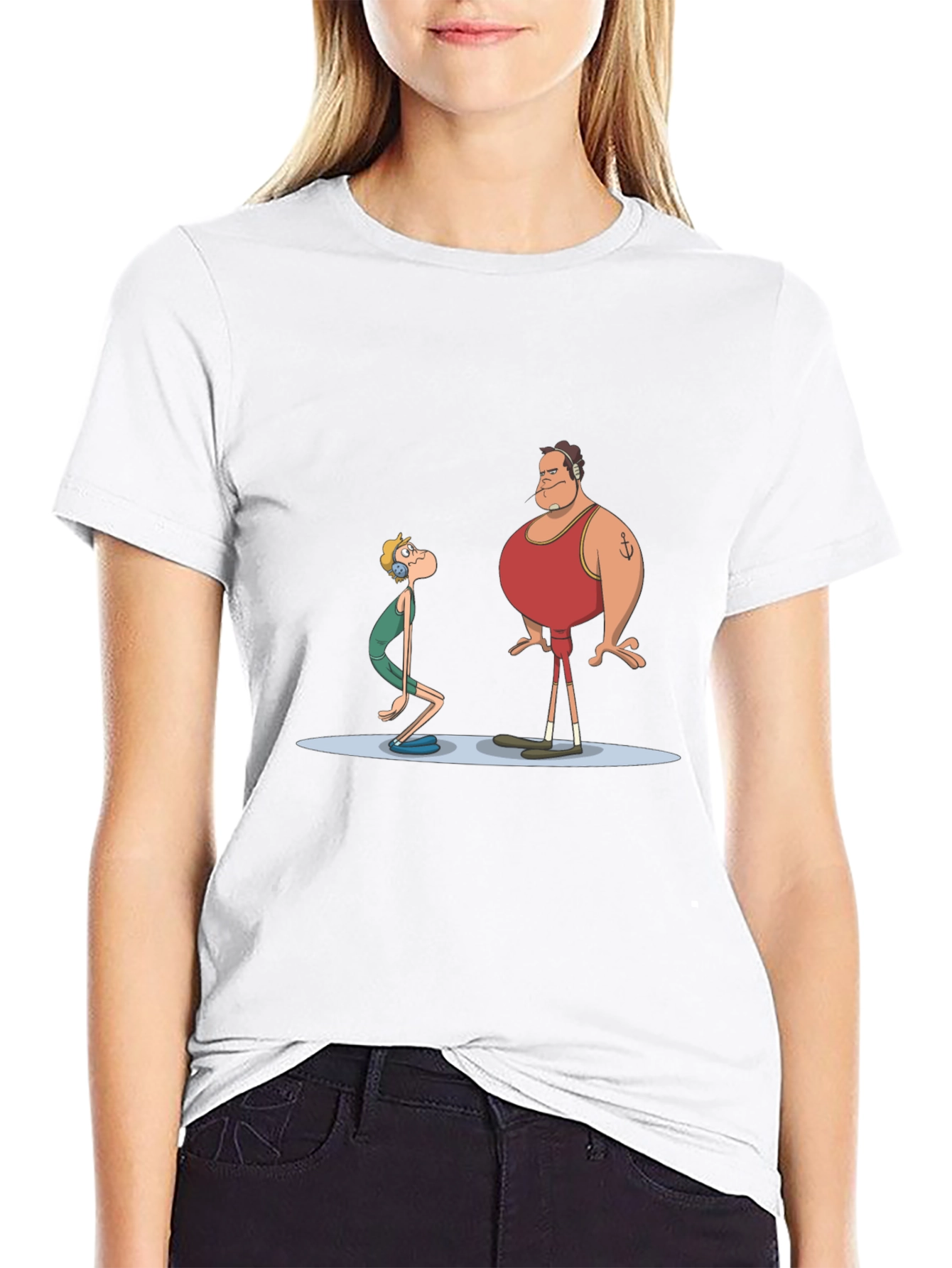 Black Cartoon Lifeguard Graphic Black T-Shirt view 9
