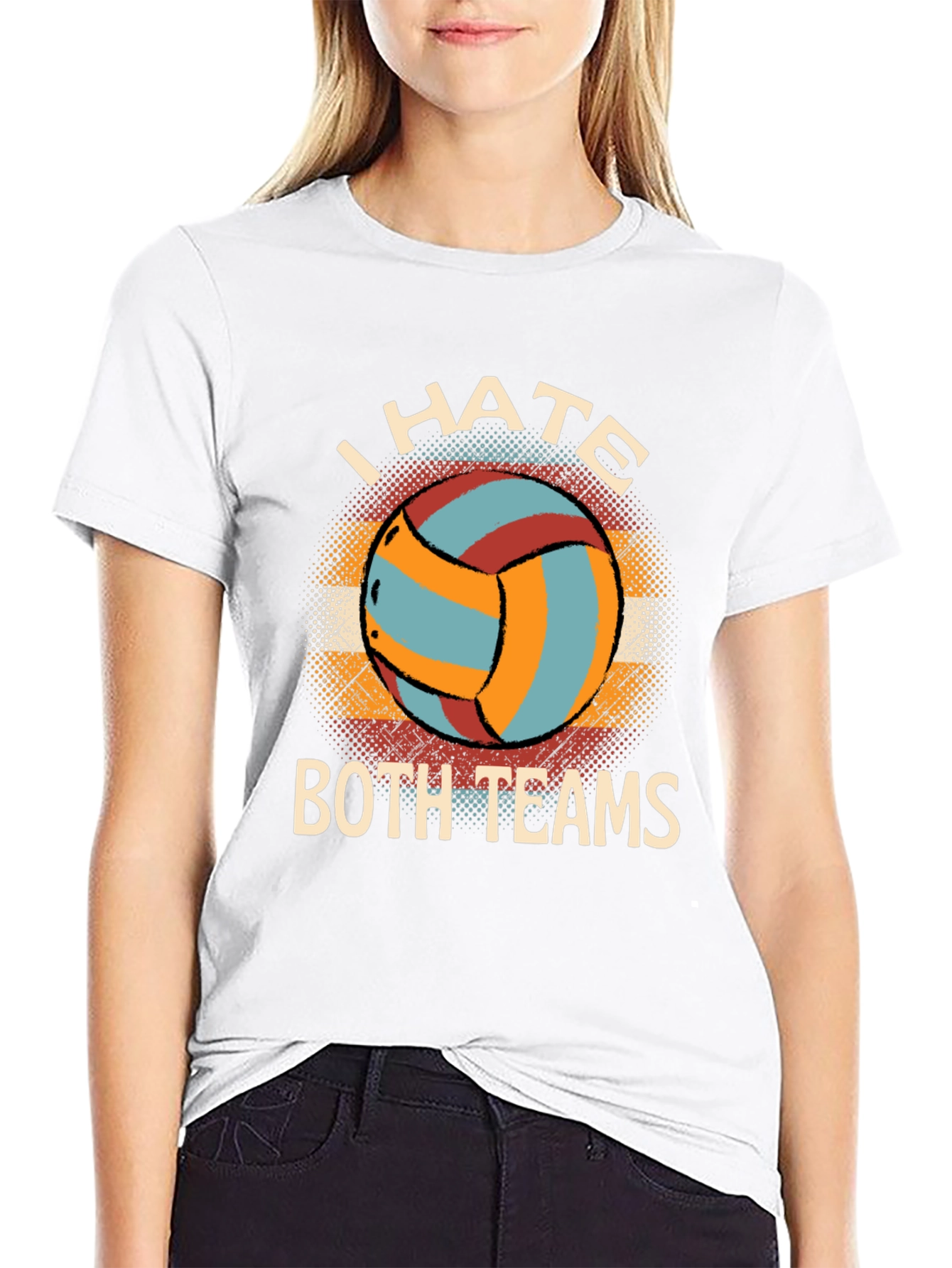 Black I Hate Both Teams Volleyball Graphic Tee view 9
