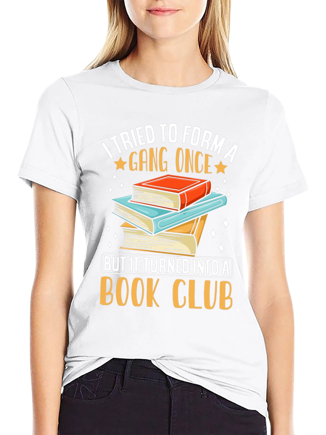 Black Funny Book Club T-Shirt, Gang Turned Book Club Tee view 9