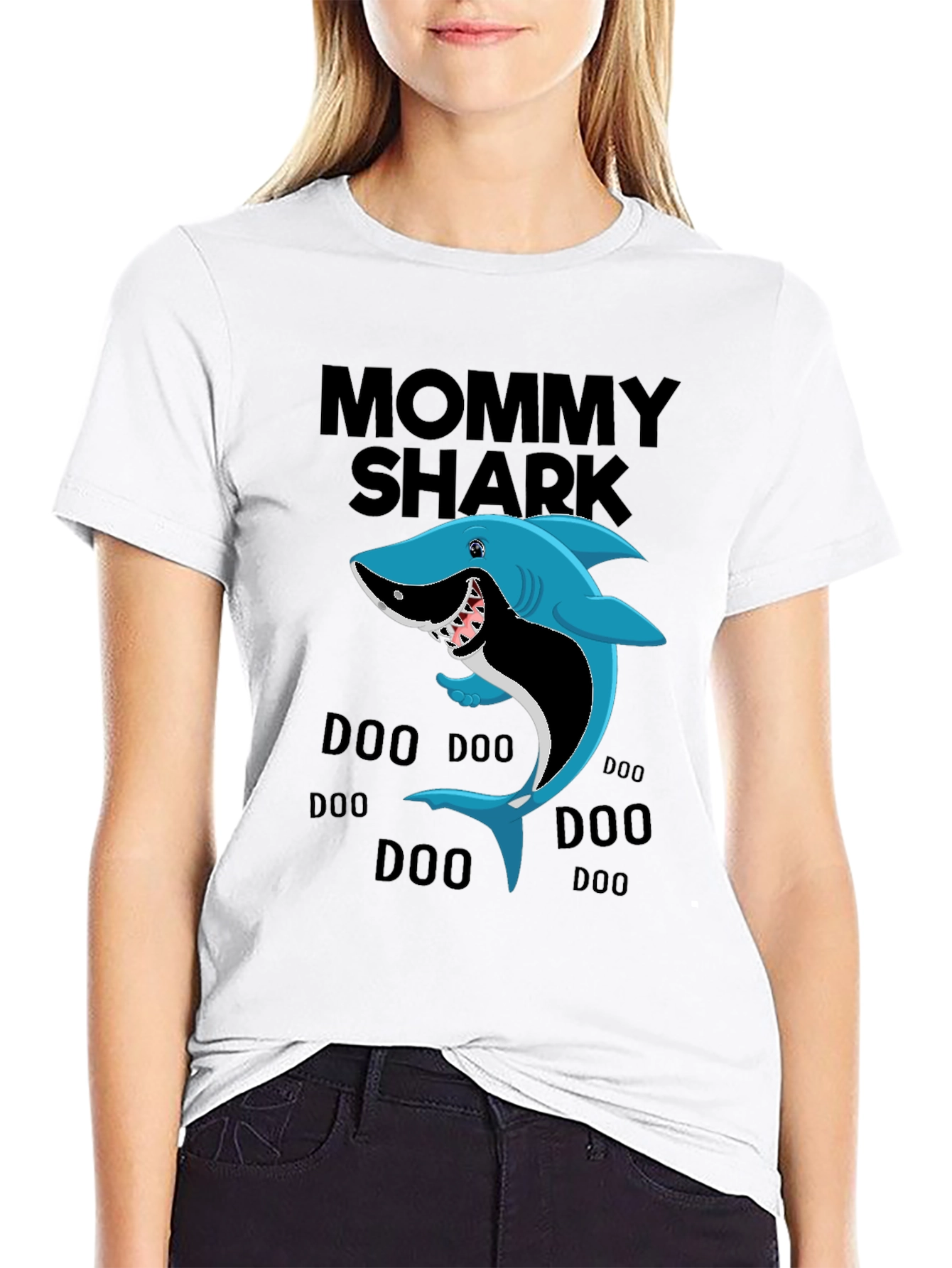 Black Mommy Shark T-Shirt view 9