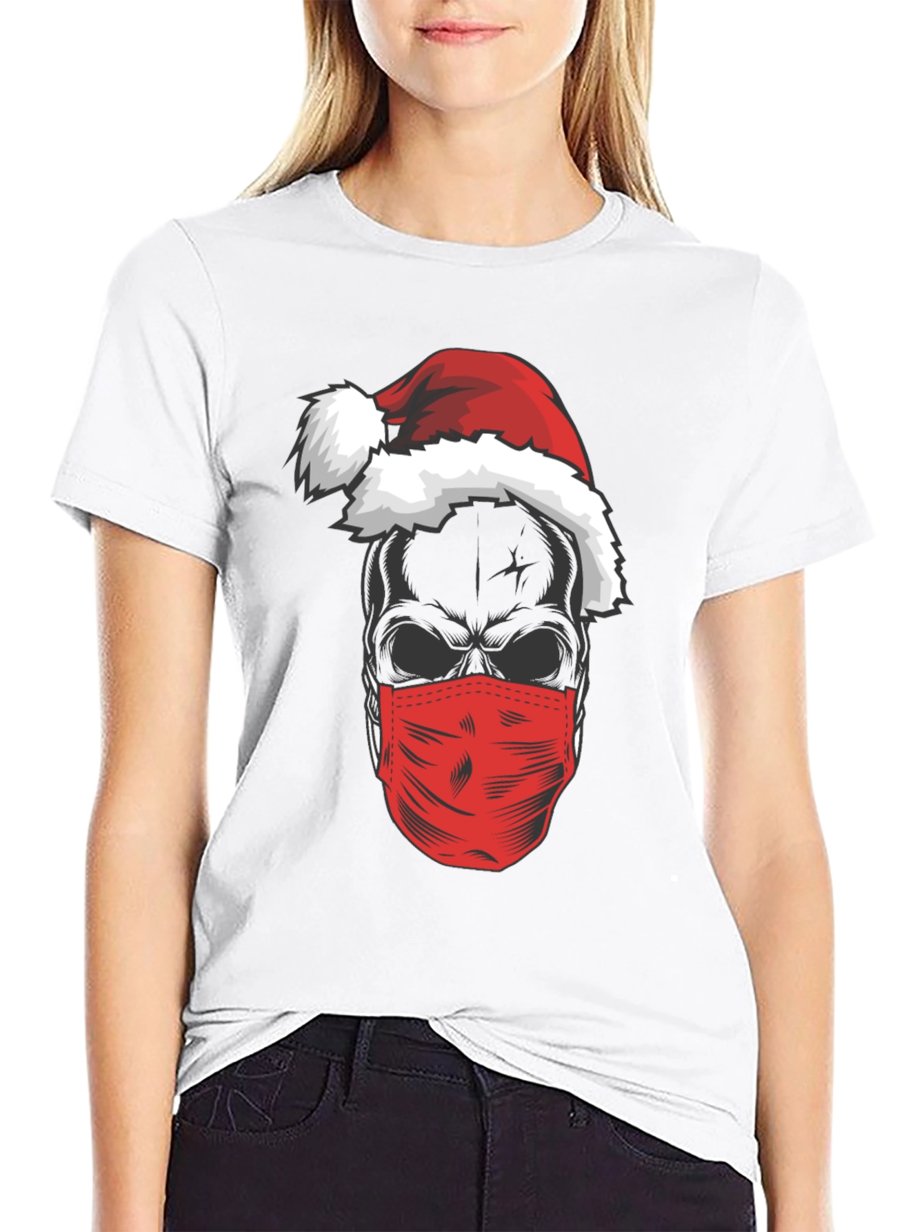 Black Skull Santa Mask T-Shirt view 9