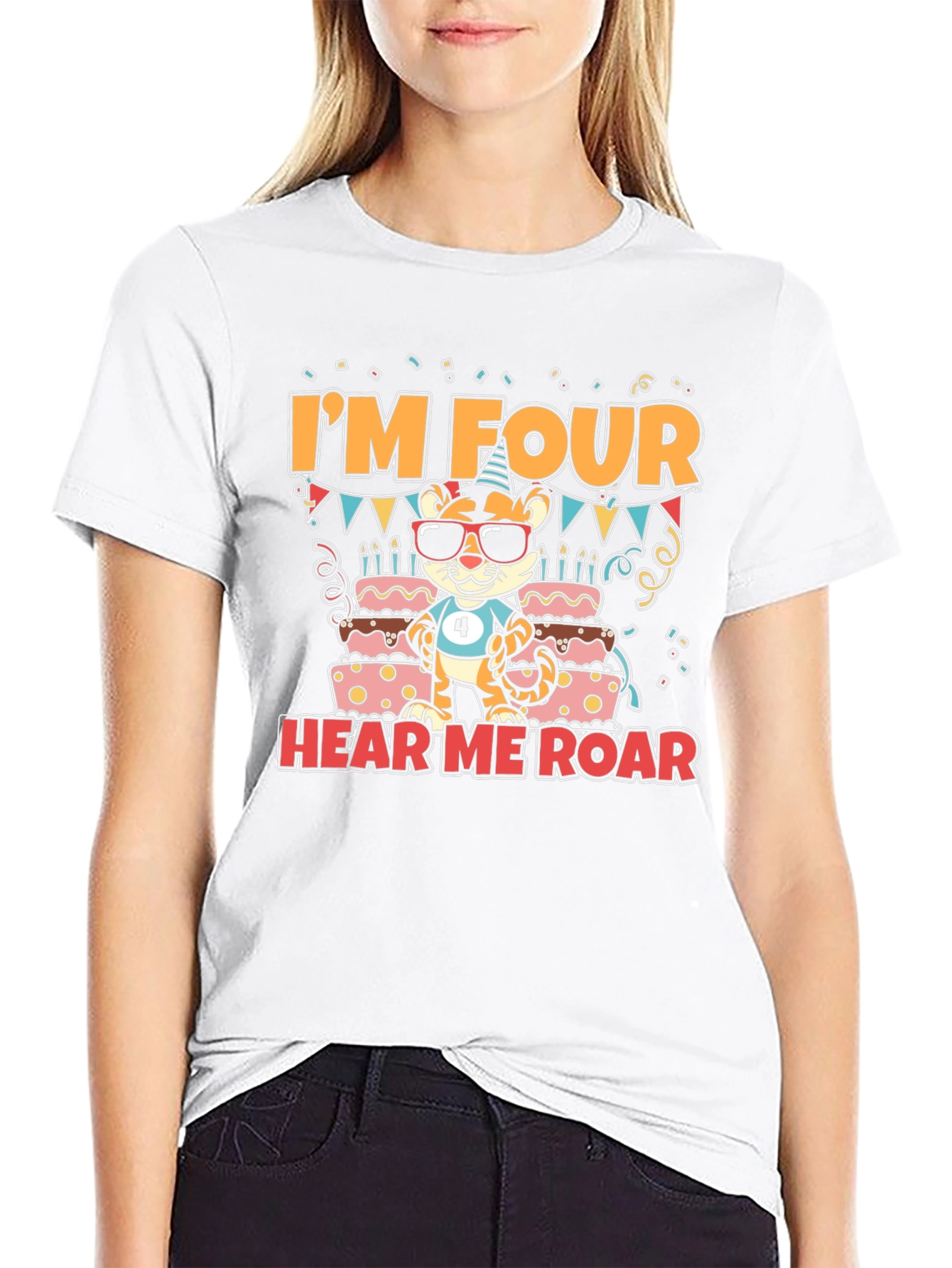 Black I'm Four Hear Me Roar T-Shirt view 9
