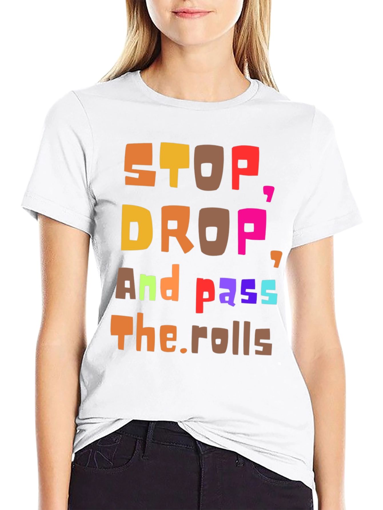 Black Stop, Drop, and Pass the Rolls Graphic Tee view 9
