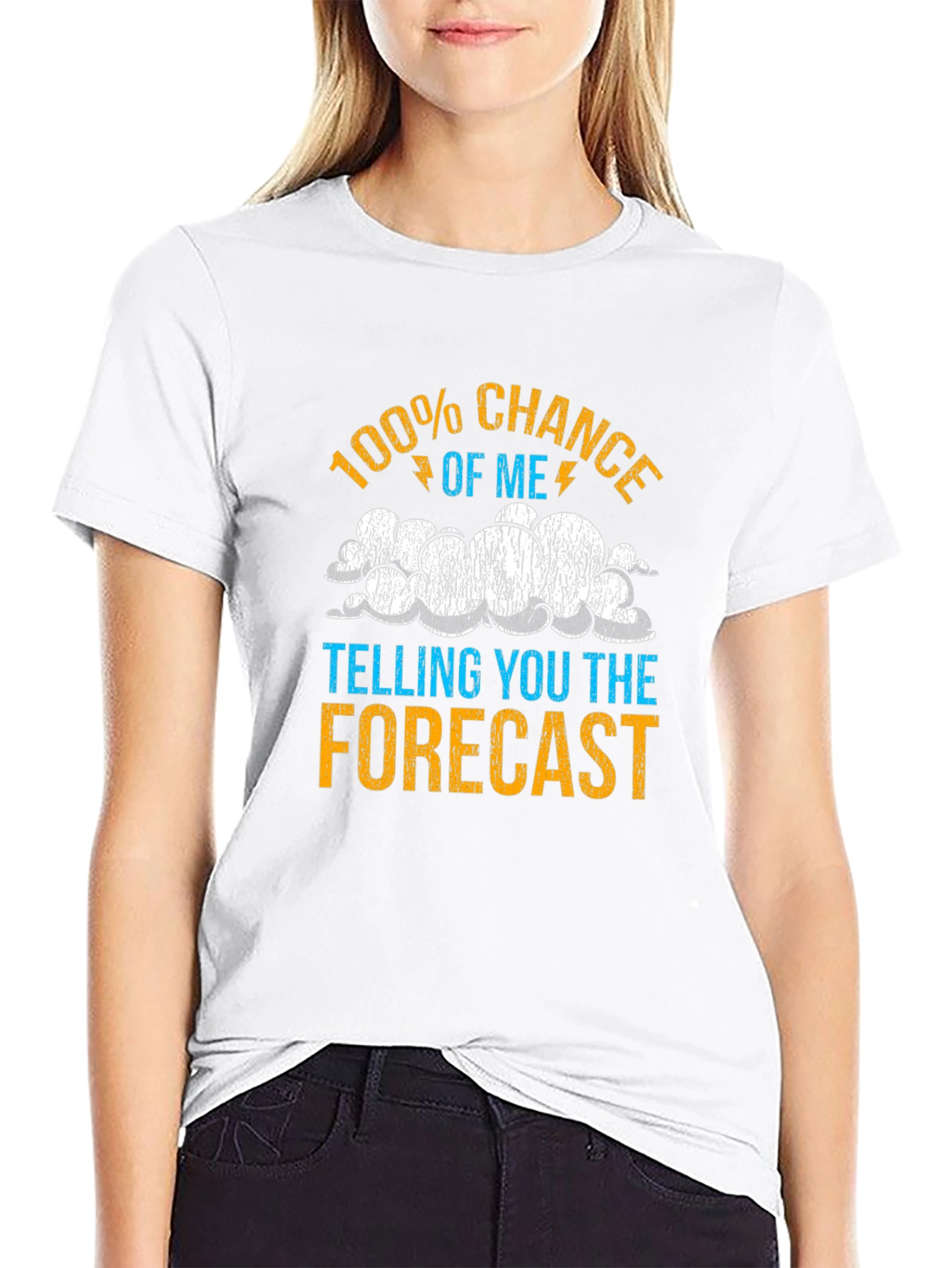 Black Funny Weather Forecast T-Shirt - 100% Chance Tee view 9