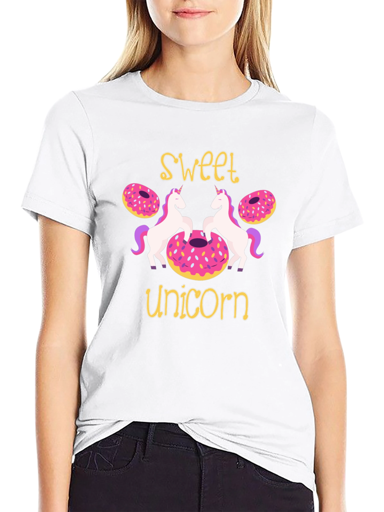 Black Sweet Unicorn Donut T-Shirt view 9