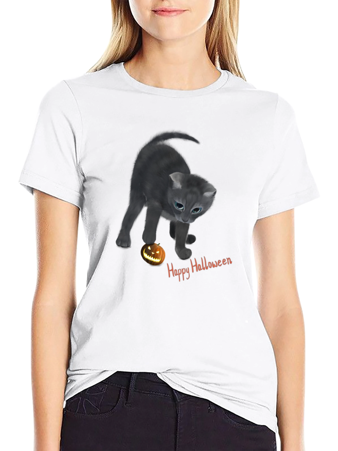 Black Halloween Cat T-Shirt view 9