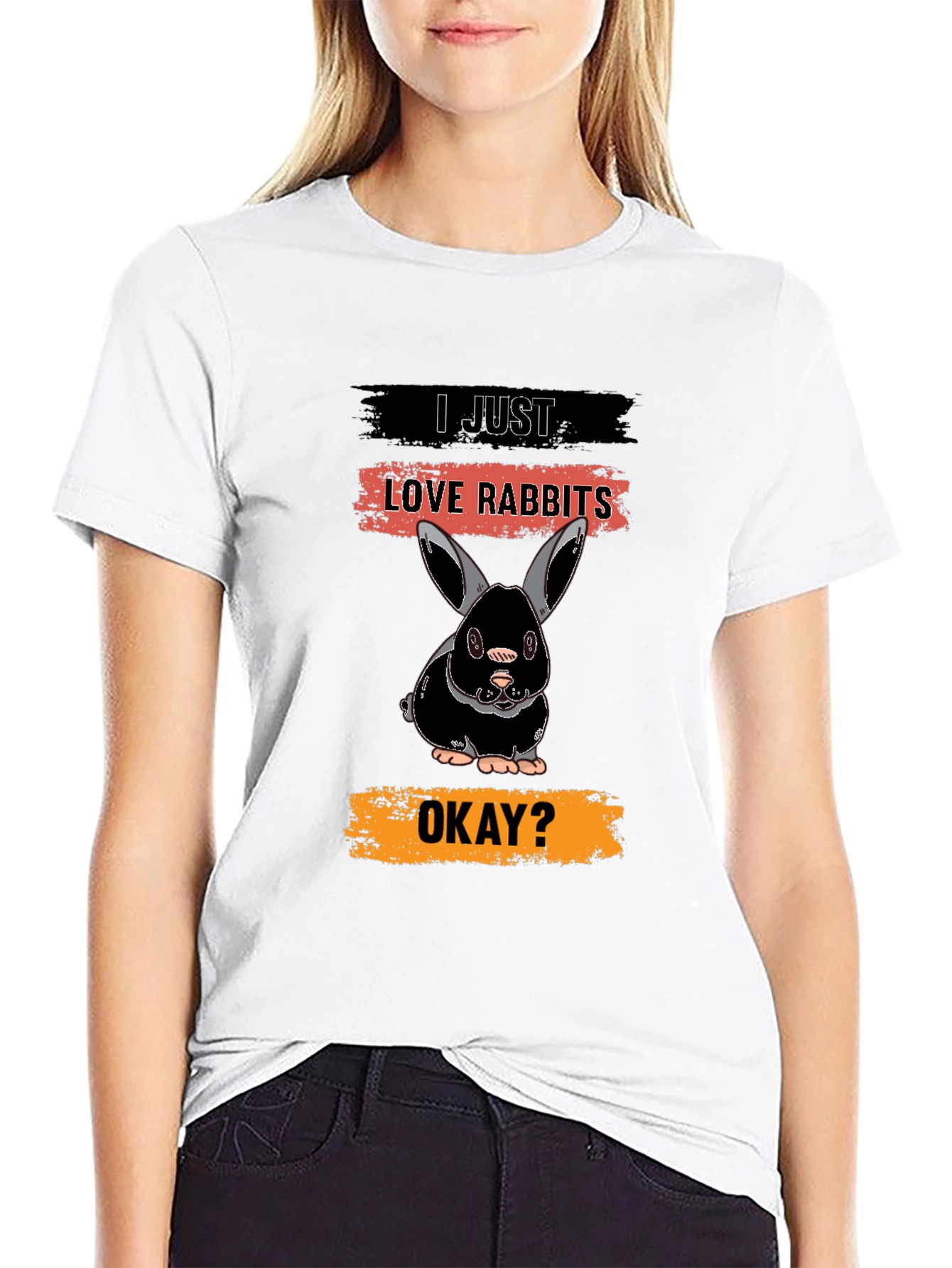 Black I Just Love Rabbits T-Shirt - Black view 9