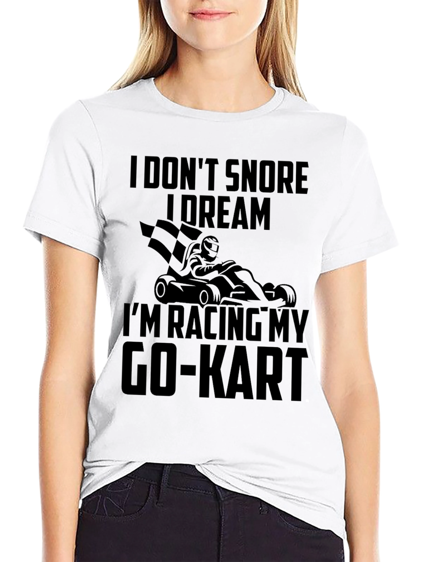Black Funny Go-Kart Racing T-Shirt - I Don't Snore, I Dream view 9