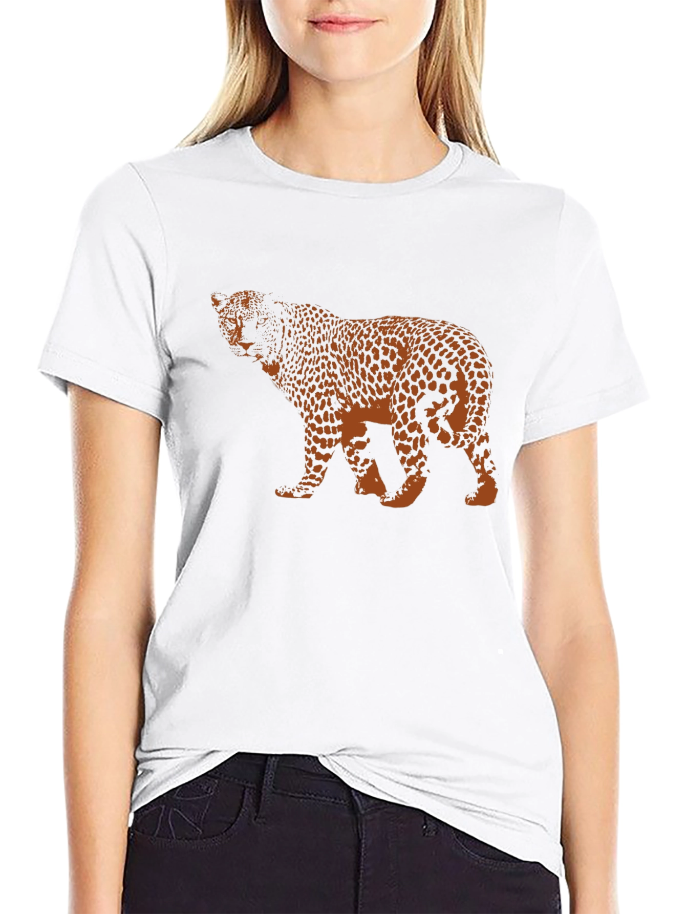 Black Leopard Print Black T-Shirt view 9
